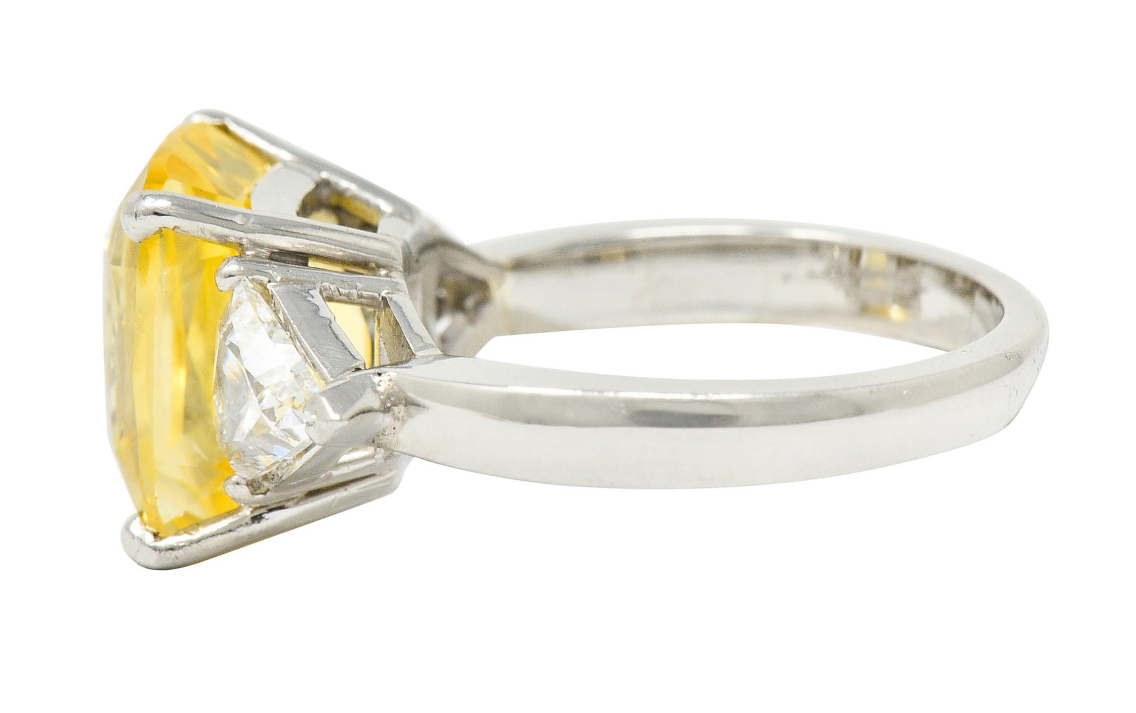 1980's Vintage 8.91 CTW No Heat Yellow Sapphire Diamond Platinum Ring GIARing - Wilson's Estate Jewelry