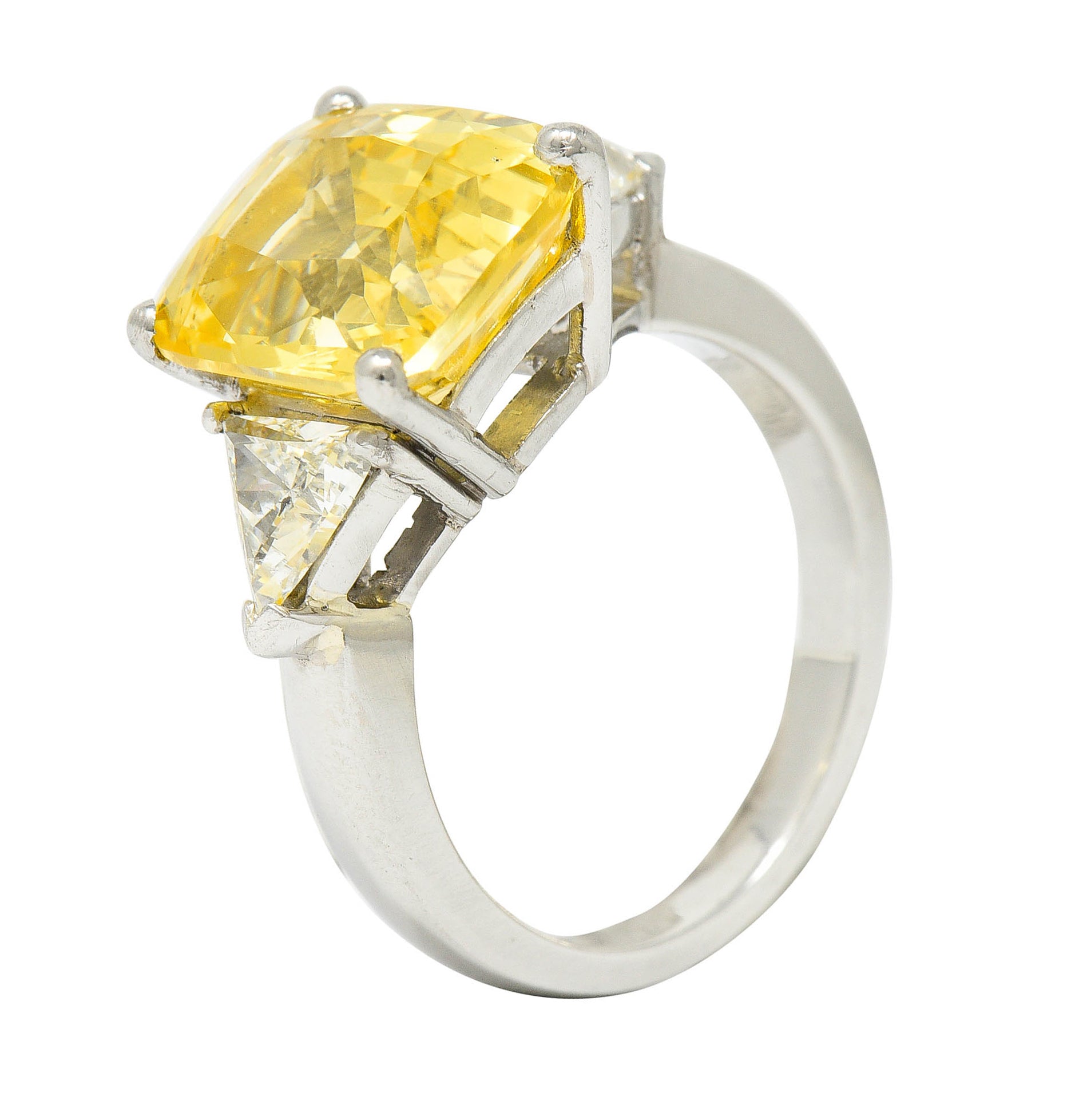 1980's Vintage 8.91 CTW No Heat Yellow Sapphire Diamond Platinum Ring GIARing - Wilson's Estate Jewelry