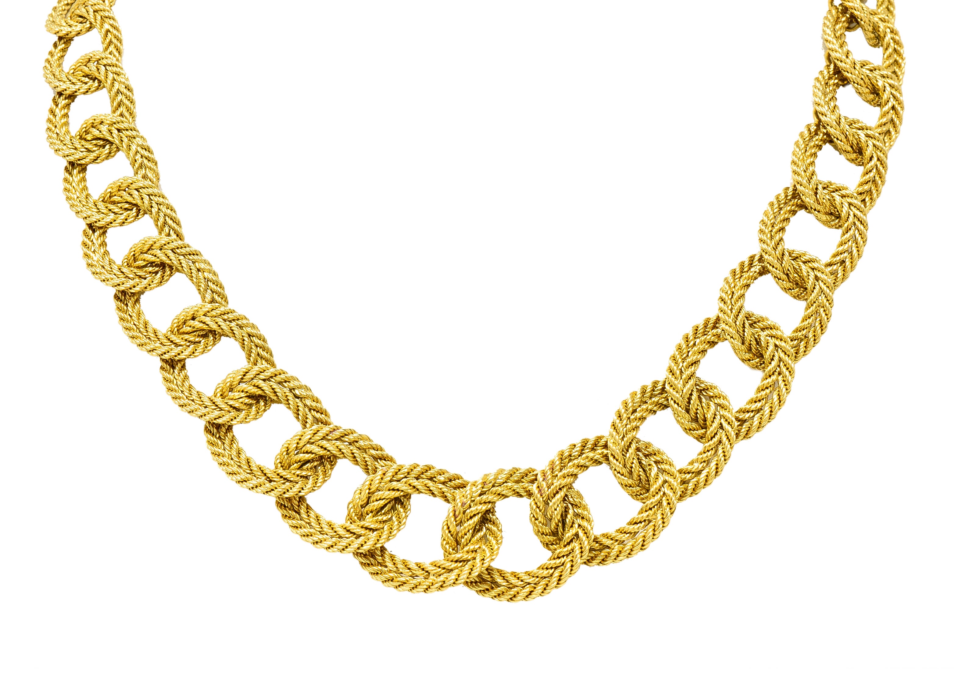 Tiffany & Co. L'enfant French 1960's 18 Karat Yellow Gold Twisted Rope Vintage Curb Chain Necklace Wilson's Estate Jewelry