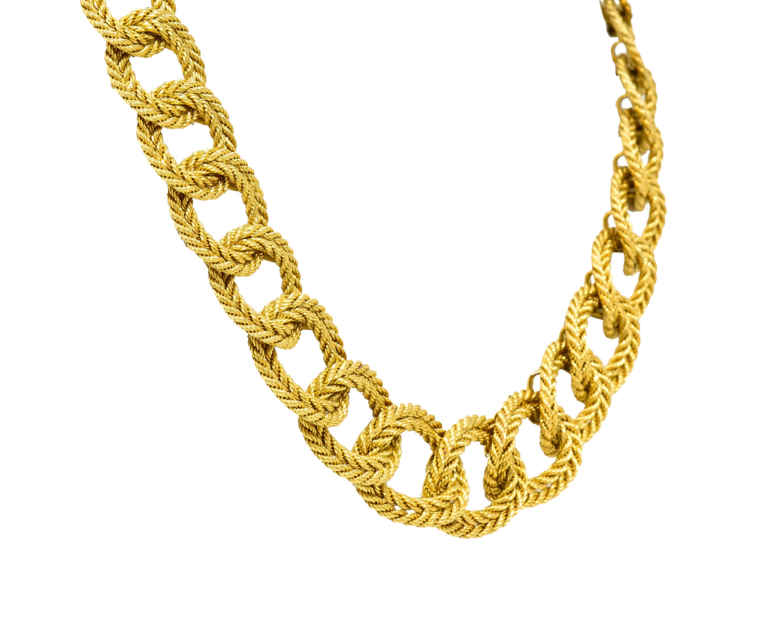 Tiffany & Co. L'enfant French 1960's 18 Karat Yellow Gold Twisted Rope Vintage Curb Chain Necklace Wilson's Estate Jewelry