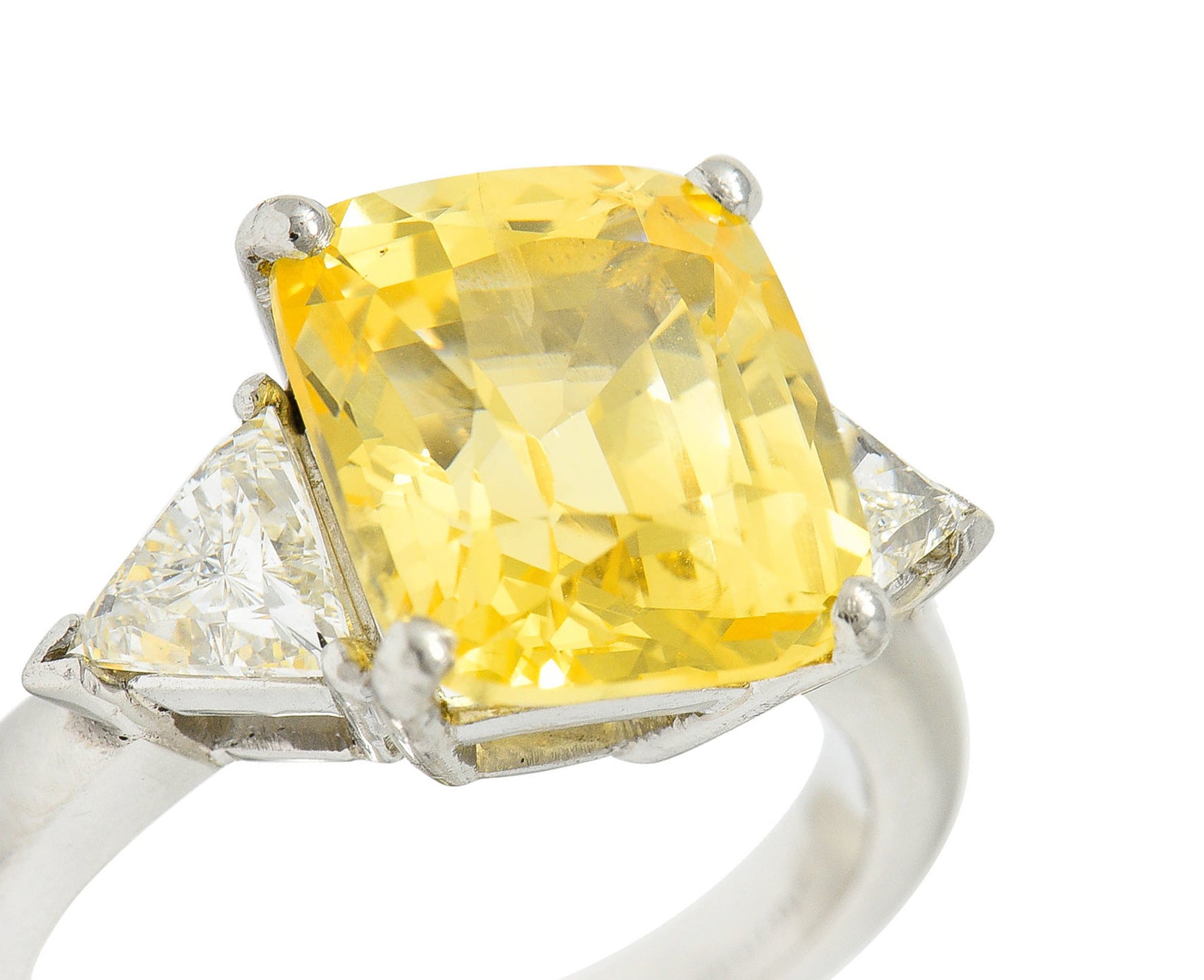 1980's Vintage 8.91 CTW No Heat Yellow Sapphire Diamond Platinum Ring GIARing - Wilson's Estate Jewelry