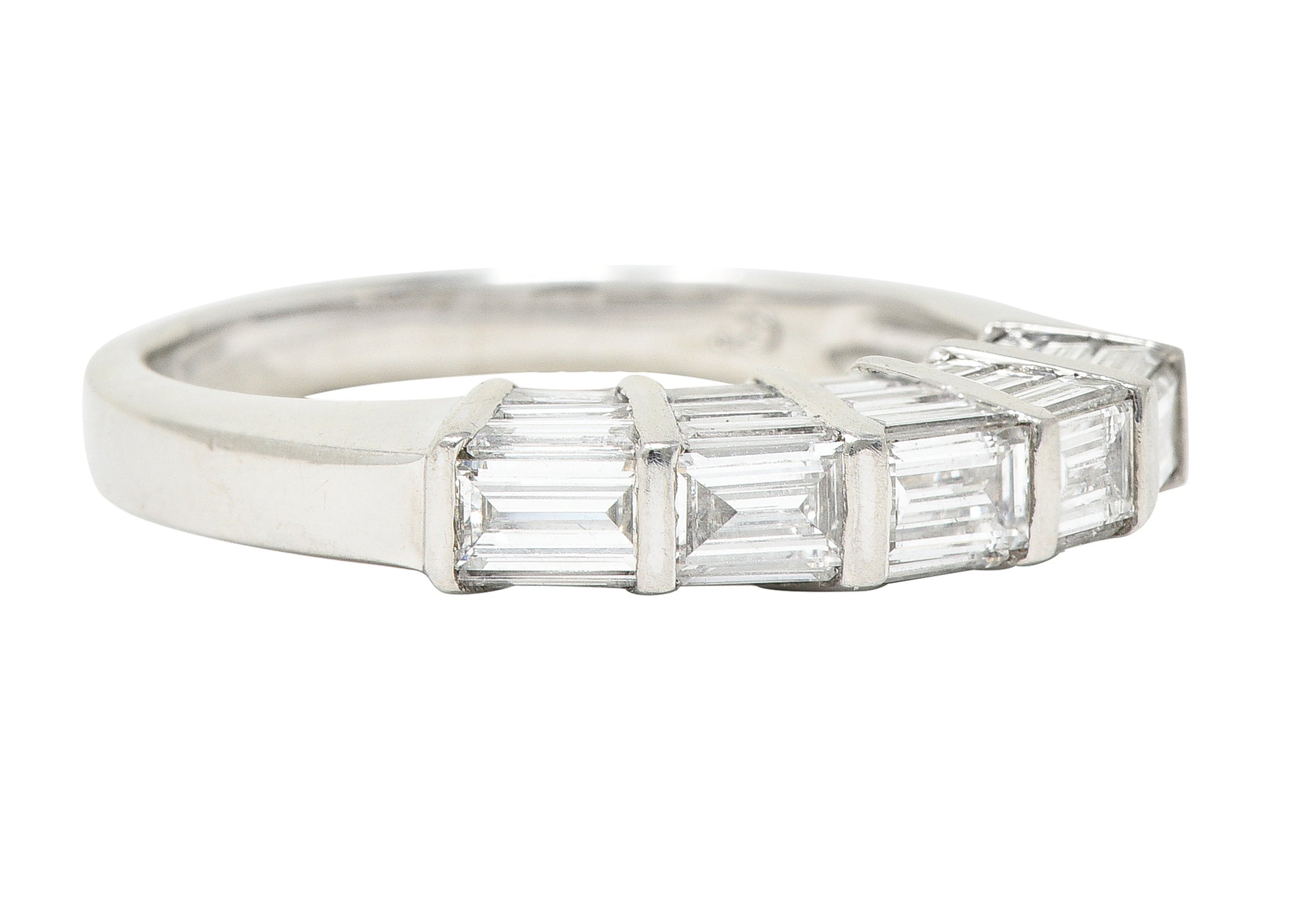 Mid-Century 2.00 CTW Baguette Cut Diamond Platinum Vintage Band Ring Wilson's Estate Jewelry