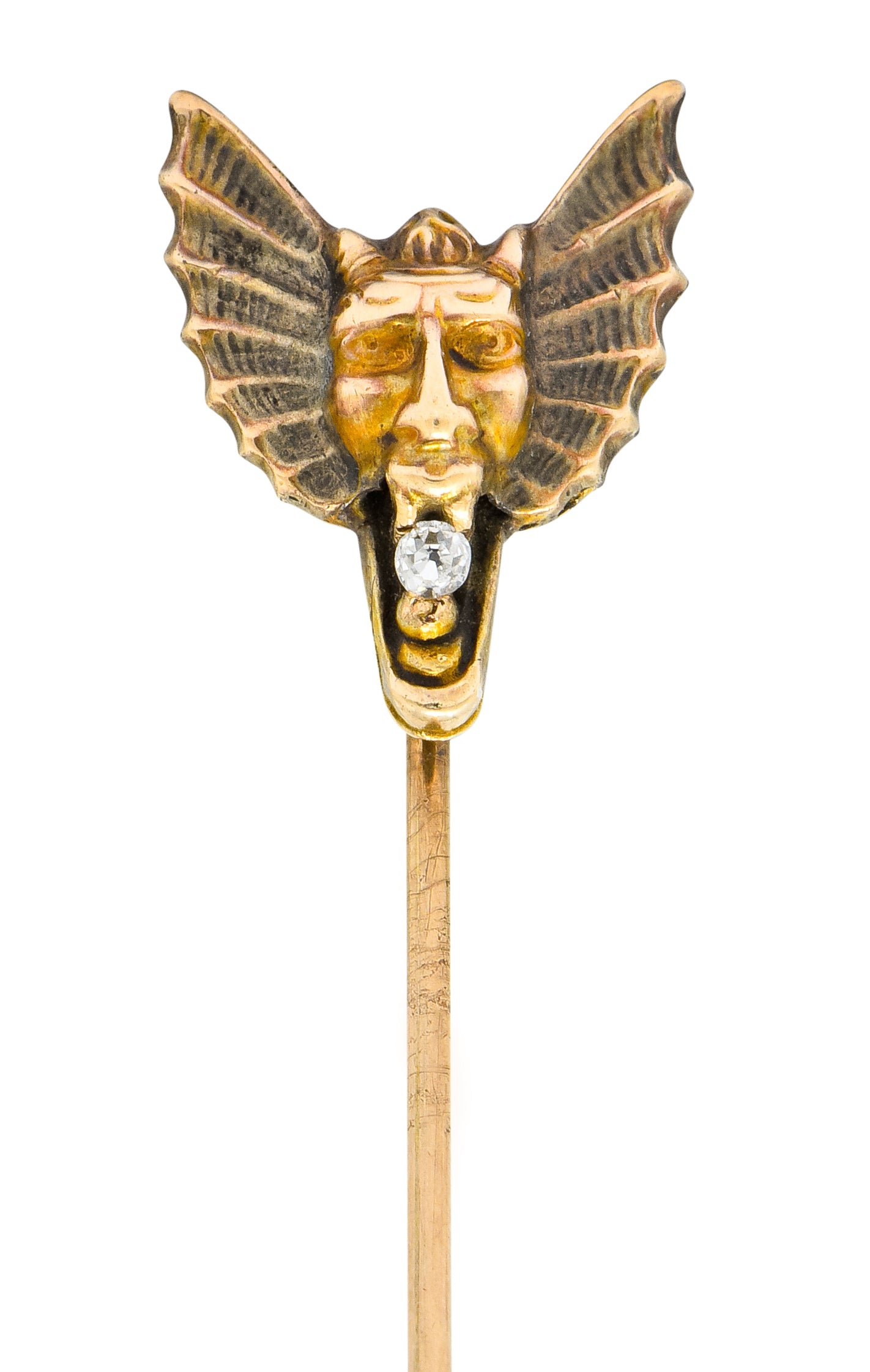 Victorian Diamond 10 Karat Gold Winged Devil Stickpin - Wilson's Estate Jewelry