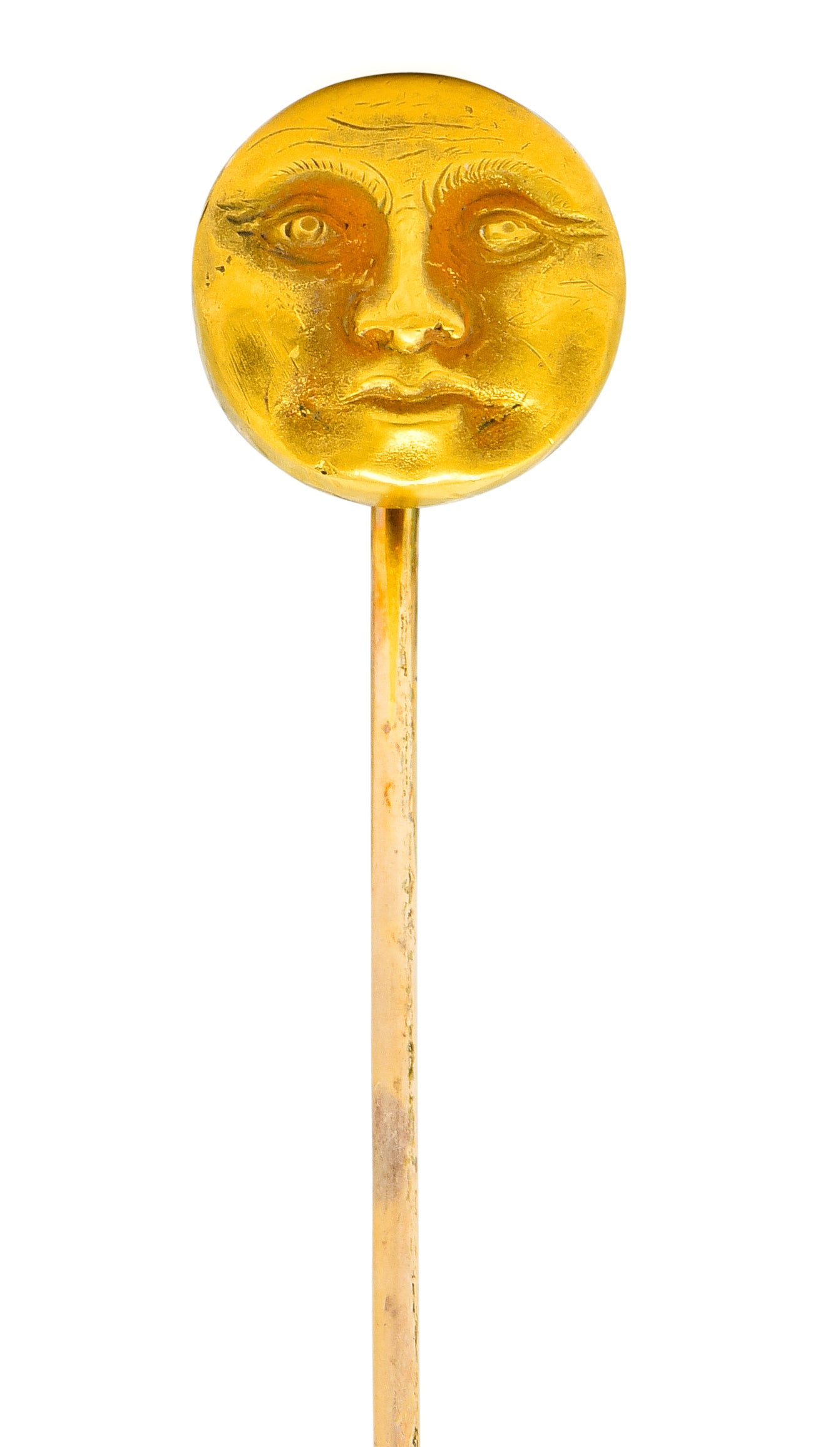 Art Nouveau 14 Karat Gold Man-In-The-Moon Stickpin - Wilson's Estate Jewelry