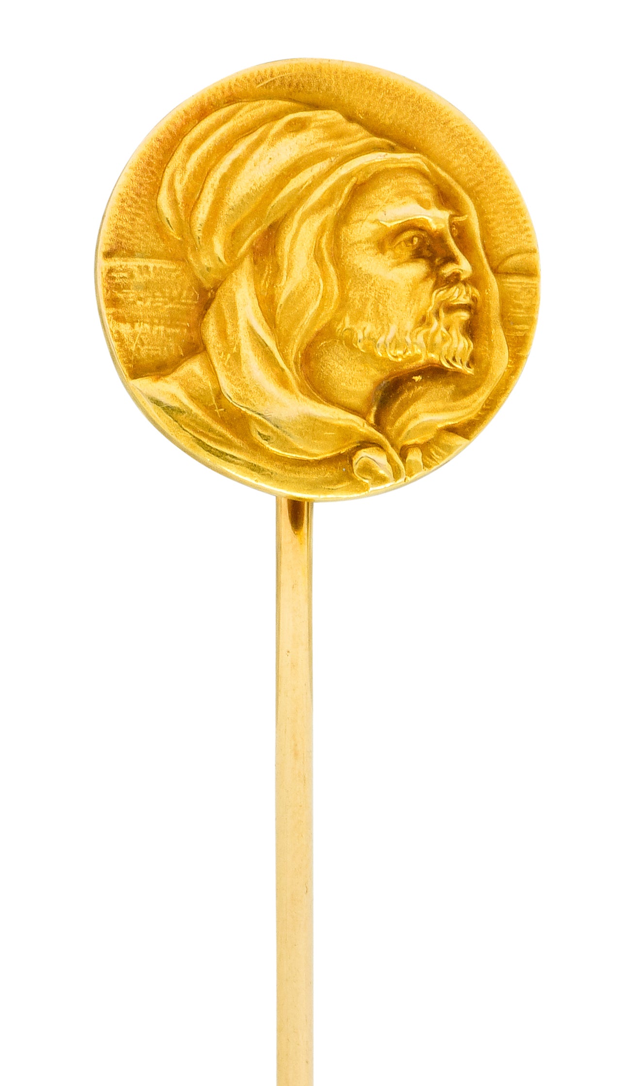 Art Nouveau 14 Karat Gold Hooded Prophet Stickpin - Wilson's Estate Jewelry