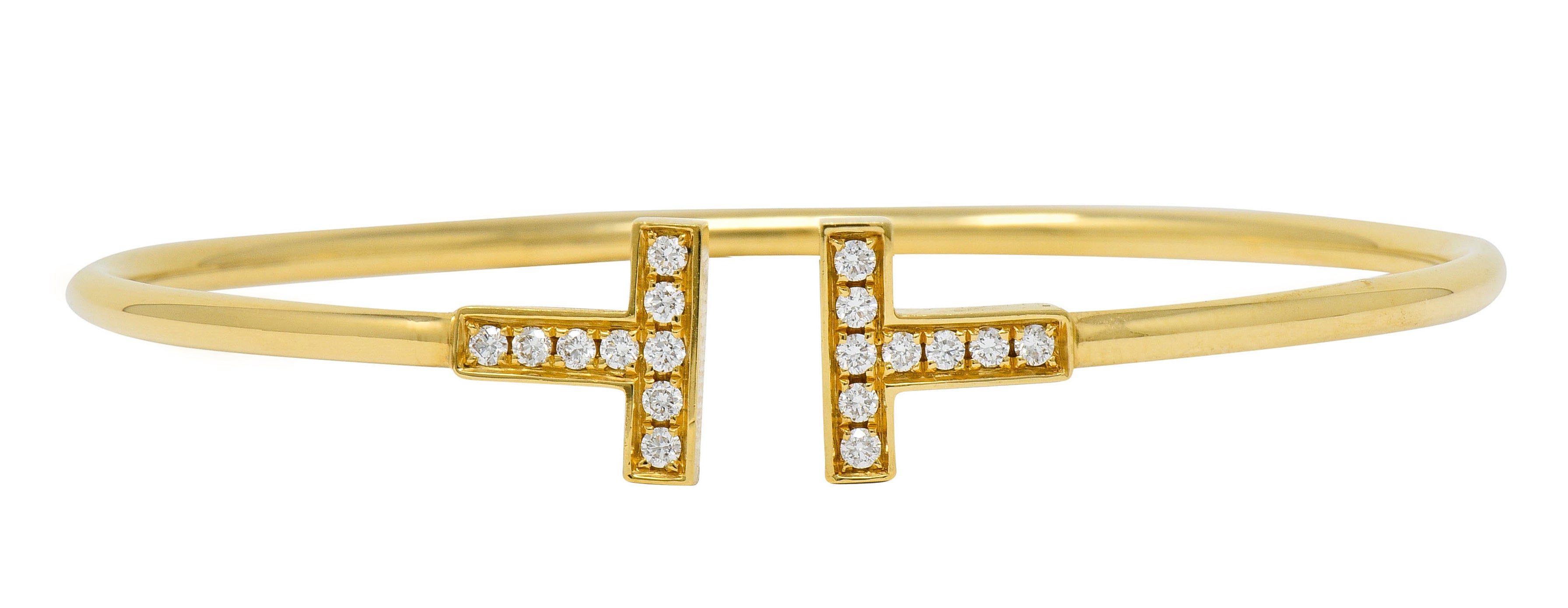 Tiffany & Co. Diamond 18 Karat Gold Tiffany T Flexible Cuff Bracelet - Wilson's Estate Jewelry