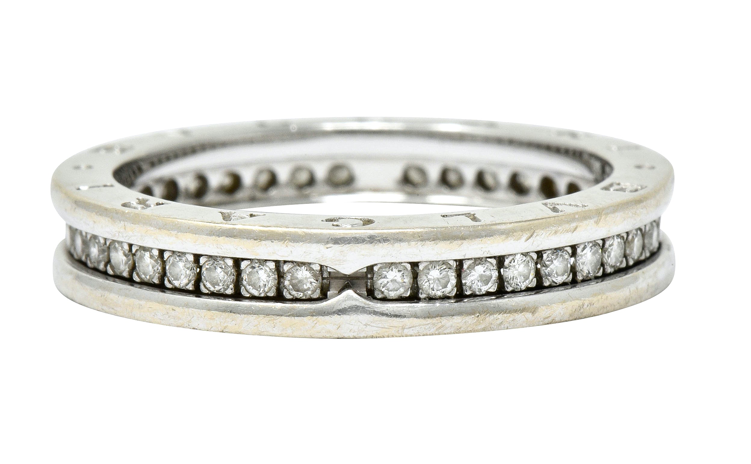 Bulgari 1.20 CTW Diamond 18 Karat White Gold Men's Eternity Band Ring - Wilson's Estate Jewelry