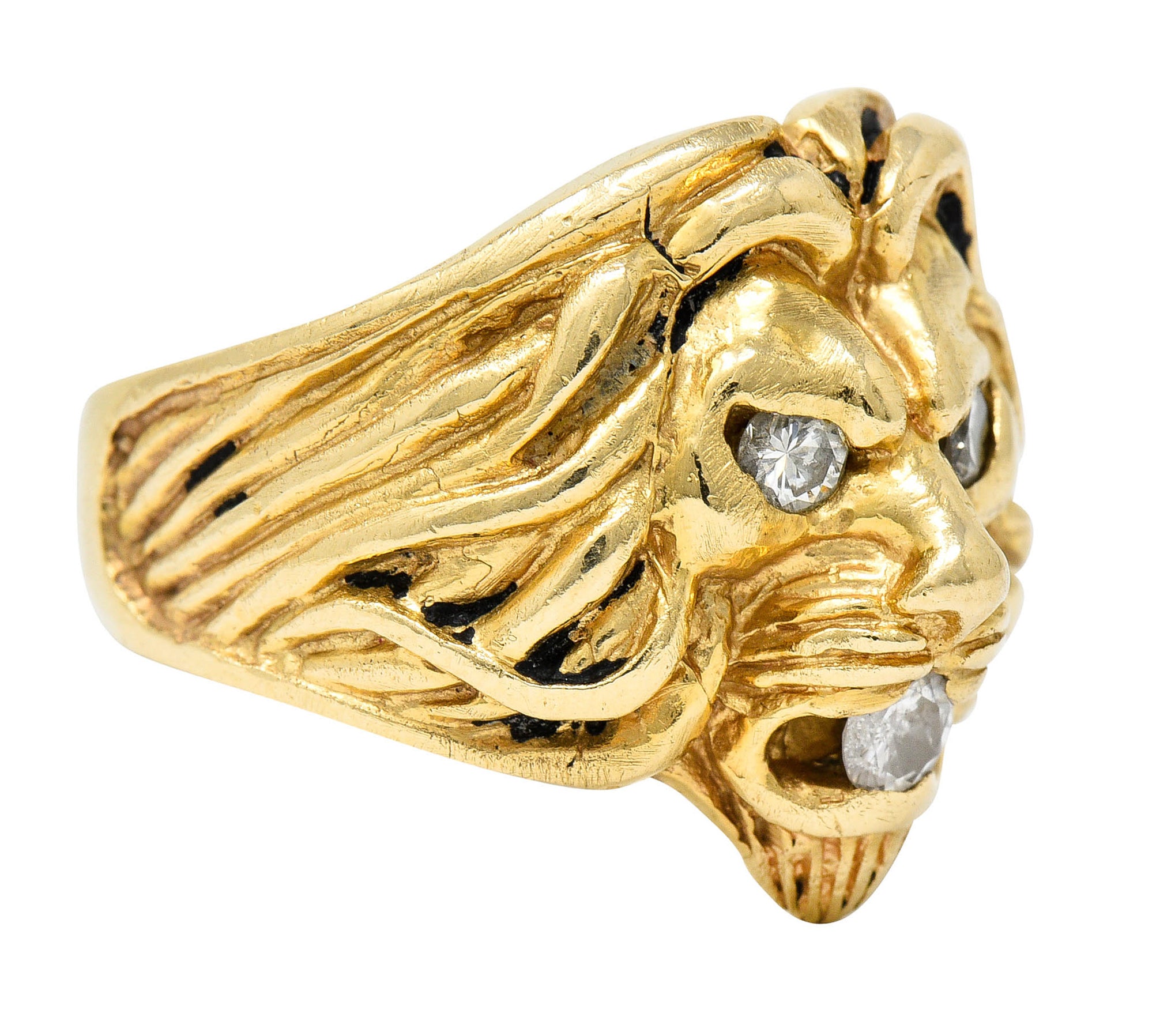 Clyde Duneier Diamond 14 Karat Gold Lion Band RingRing - Wilson's Estate Jewelry