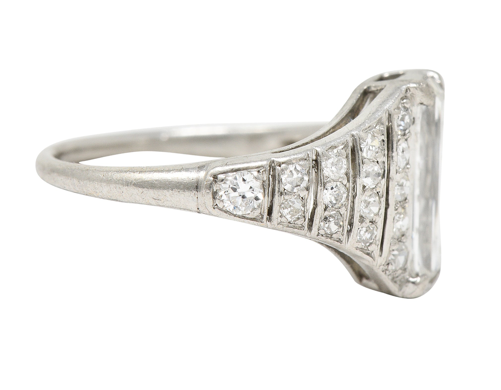 Cartier Art Deco 1.75 CTW Baguette Cut Diamond Platinum Tapered Vintage Alternative Ring Wilson's Estate Jewelry