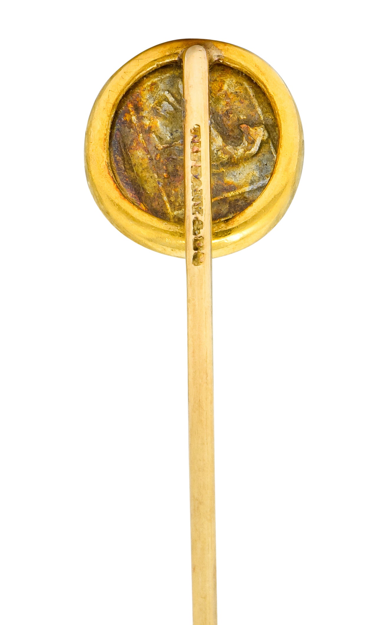 Victorian Tiffany & Co. 18 Karat Gold Zeus Ammon Ancient Coin Stickpin - Wilson's Estate Jewelry