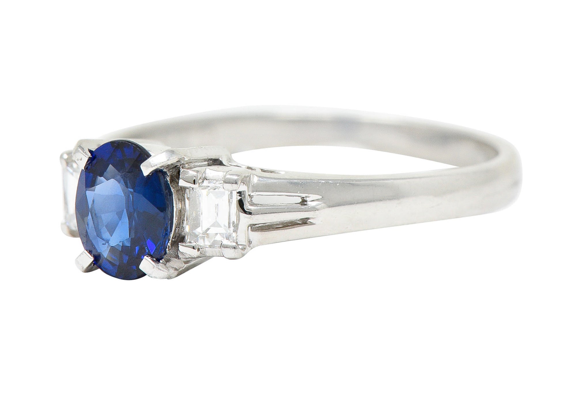 Contemporary 0.81 CTW Sapphire Diamond Platinum Gemstone RingRing - Wilson's Estate Jewelry