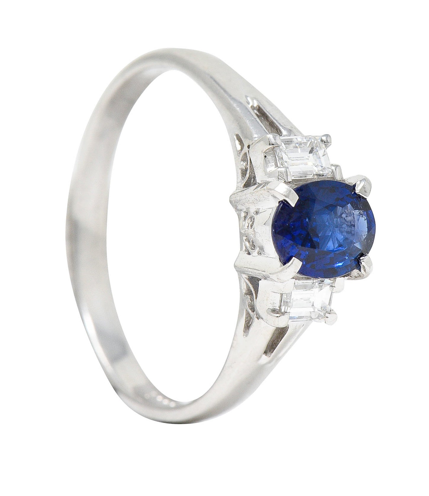 Contemporary 0.81 CTW Sapphire Diamond Platinum Gemstone RingRing - Wilson's Estate Jewelry