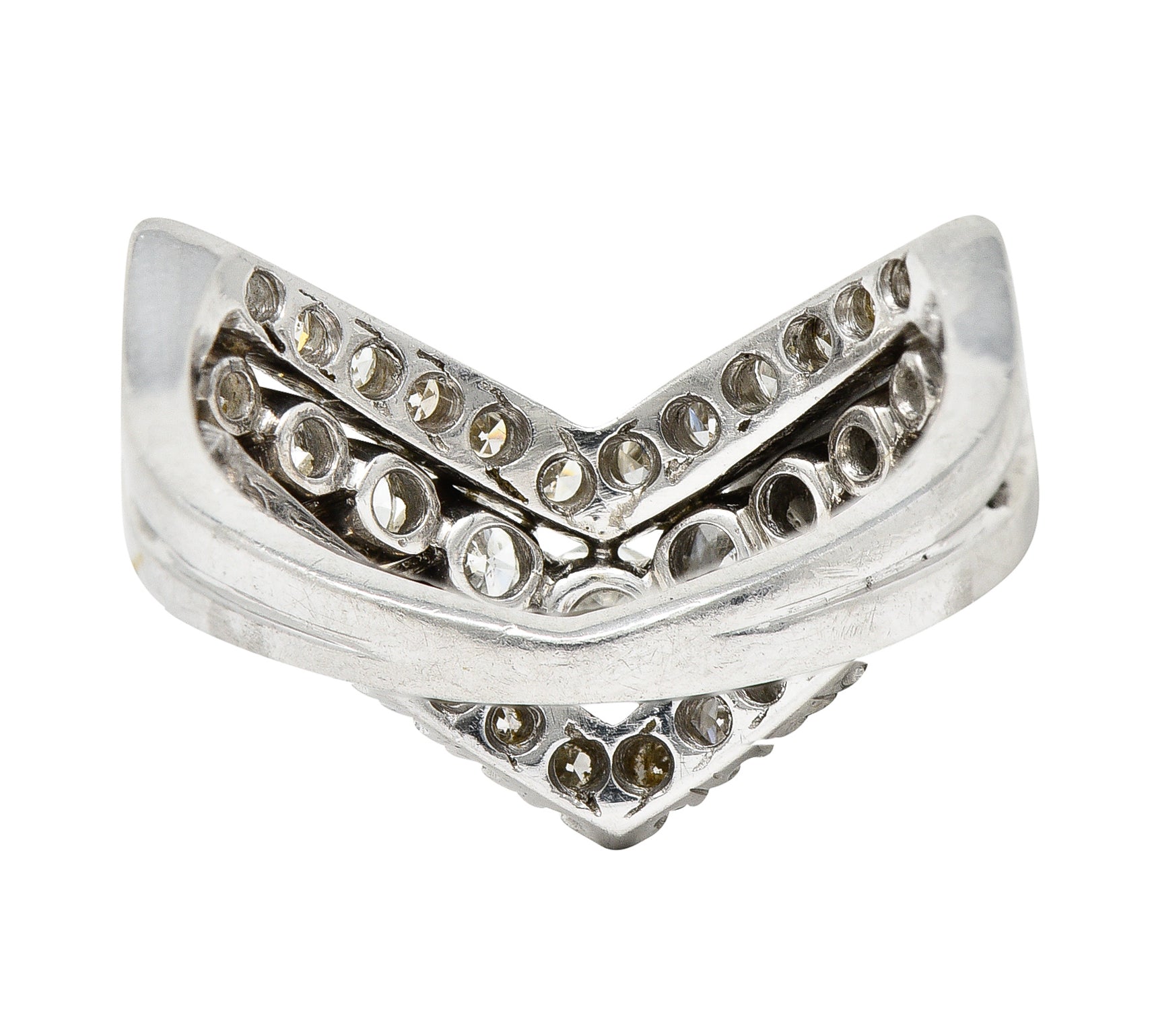 1950's Mid-Century 1.50 CTW Diamond Platinum Chevron Band Ring Wilson's Estate Jewelry