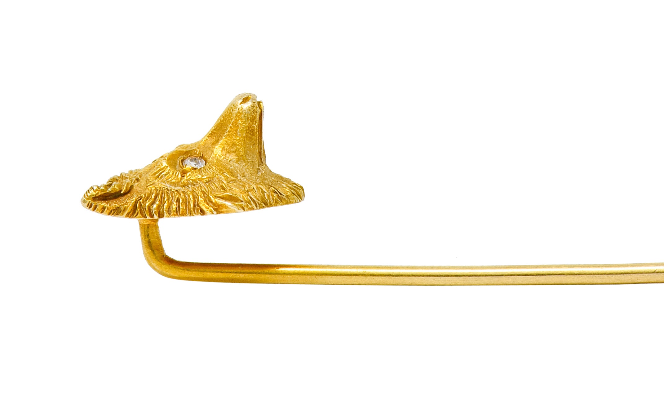 Victorian Diamond 14 Karat Gold Fox Stickpin Circa 1900 - Wilson's Estate Jewelry