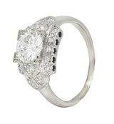 Art Deco 1.39 CTW Old European Cut Diamond 14 Karat Gold Engagement Ring