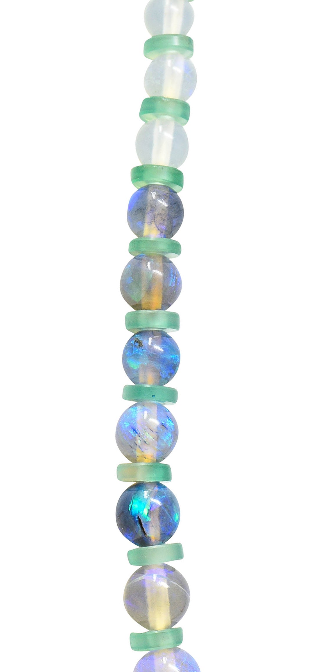 Art Deco Opal Diamond Chrysoprase Platinum Choker Gemstone NecklaceNecklace - Wilson's Estate Jewelry