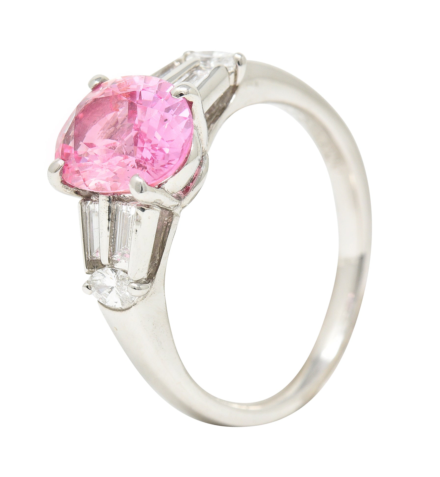 2.63 CTW No Heat Padparadscha Sapphire Diamond Platinum Gemstone Ring GIA Wilson's Estate Jewelry