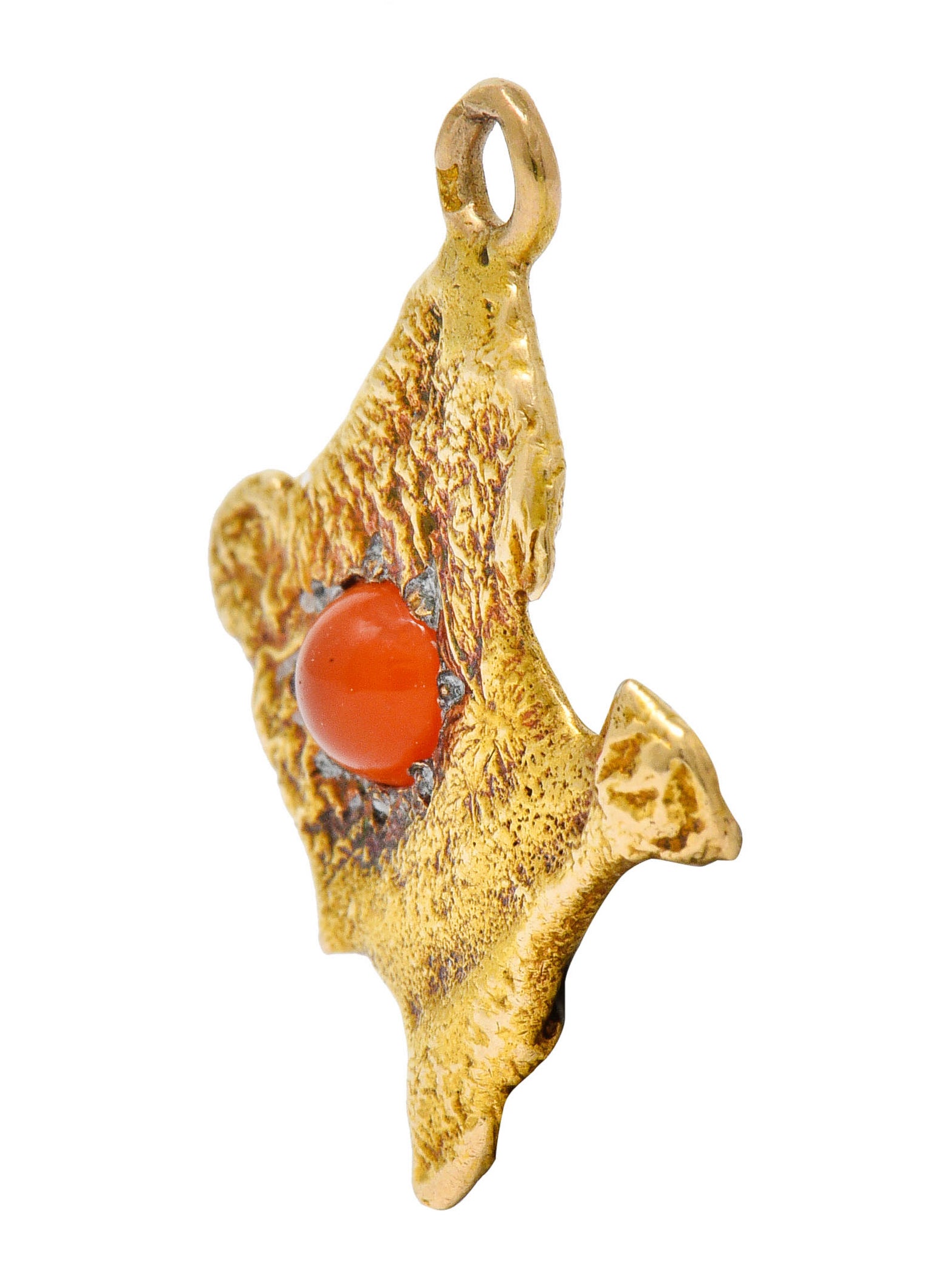 Vintage Carnelian Cabochon 18 Karat Gold Paris France Charmcharm - Wilson's Estate Jewelry