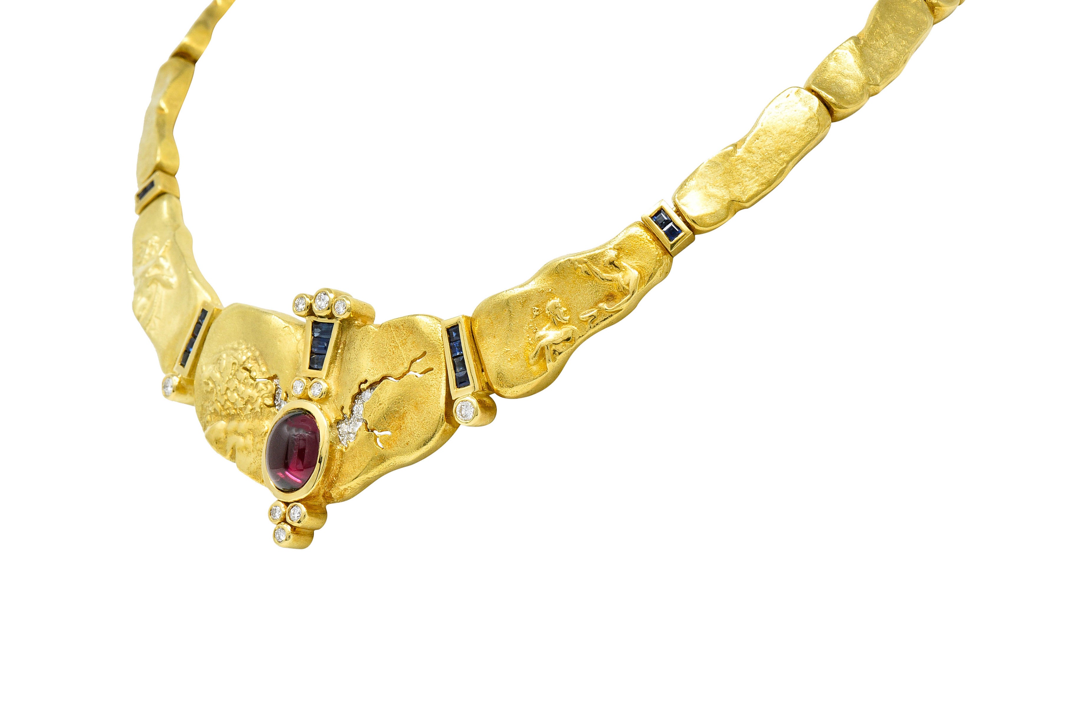 SeidenGang Sapphire Diamond Garnet 18 Karat Gold Odyssey Collar NecklaceNecklace - Wilson's Estate Jewelry