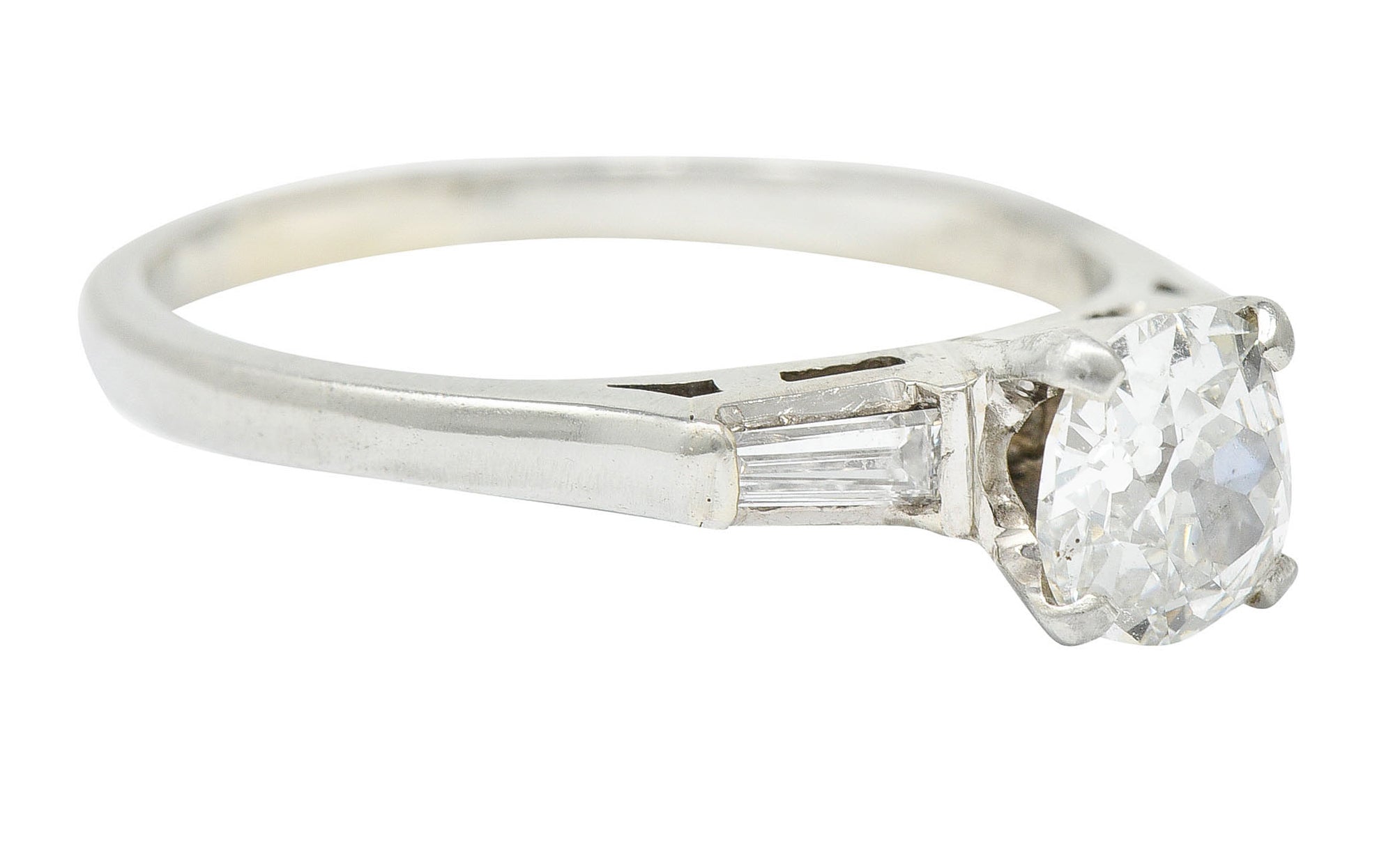 Mid-Century 1.03 CTW Old Mine Diamond 18 Karat White Gold Engagement RingRing - Wilson's Estate Jewelry