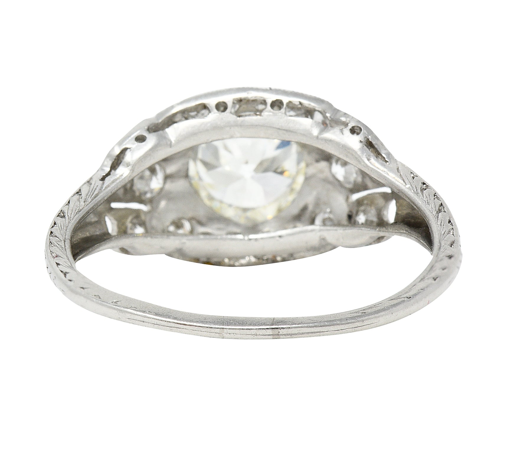 Art Deco 1.52 CTW Old European Cut Diamond Platinum Orange Blossom Bombay Engagement Ring Wilson's Estate Jewelry