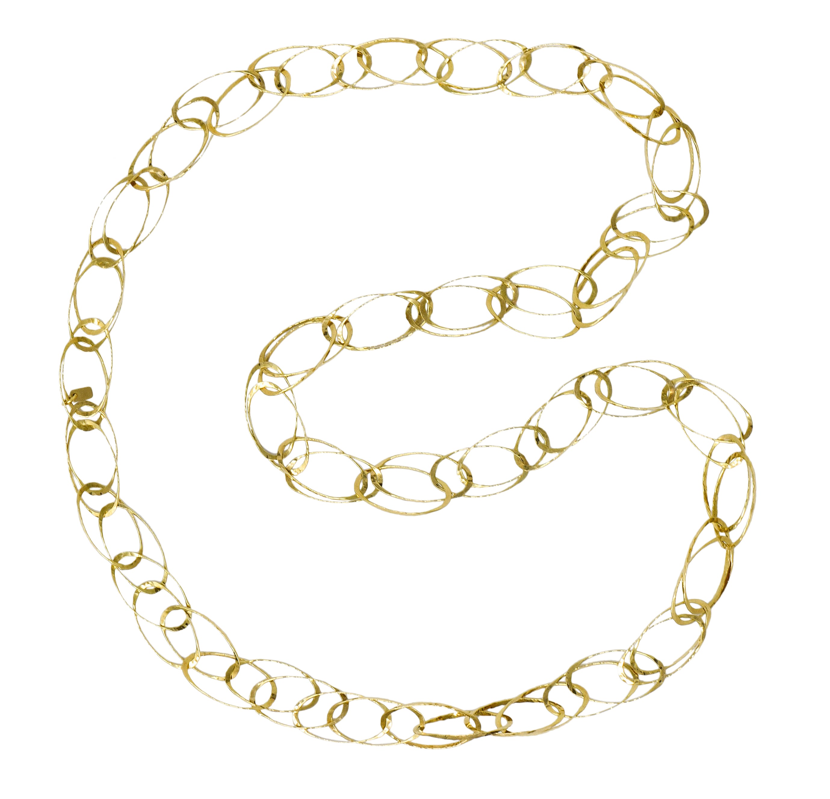 Contemporary 18 Karat Gold Hammered Link Necklace - Wilson's Estate Jewelry