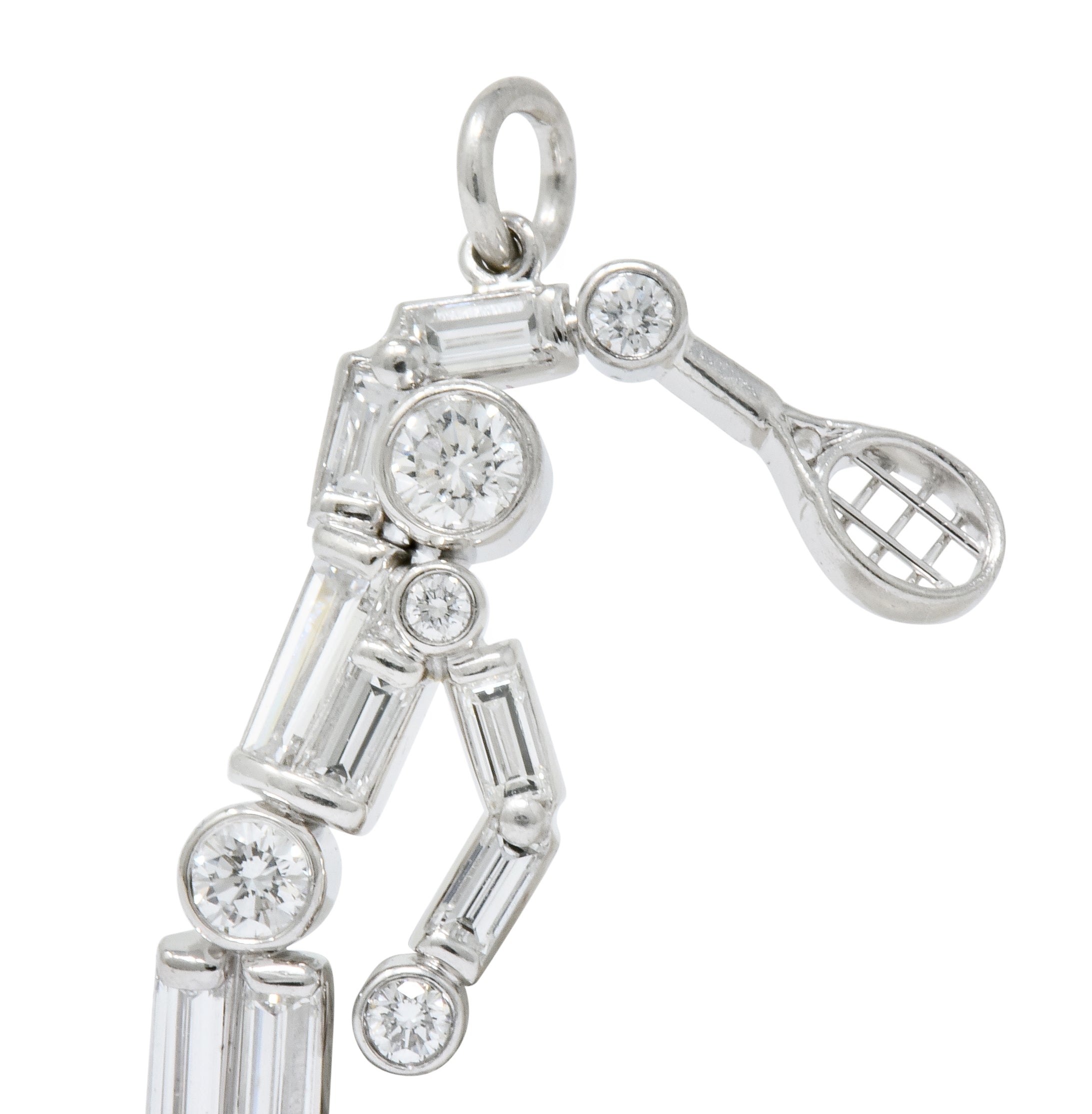 Vintage 0.90 CTW Diamond Platinum Tennis Player Charm - Wilson's Estate Jewelry