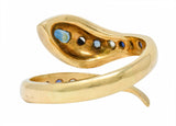 .11111 *Large Victorian Sapphire Diamond 14 Karat Gold Unisex Bypass Snake Ring - Wilson's Estate Jewelry