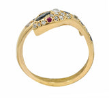 .11111 *Large Victorian Sapphire Diamond 14 Karat Gold Unisex Bypass Snake Ring - Wilson's Estate Jewelry