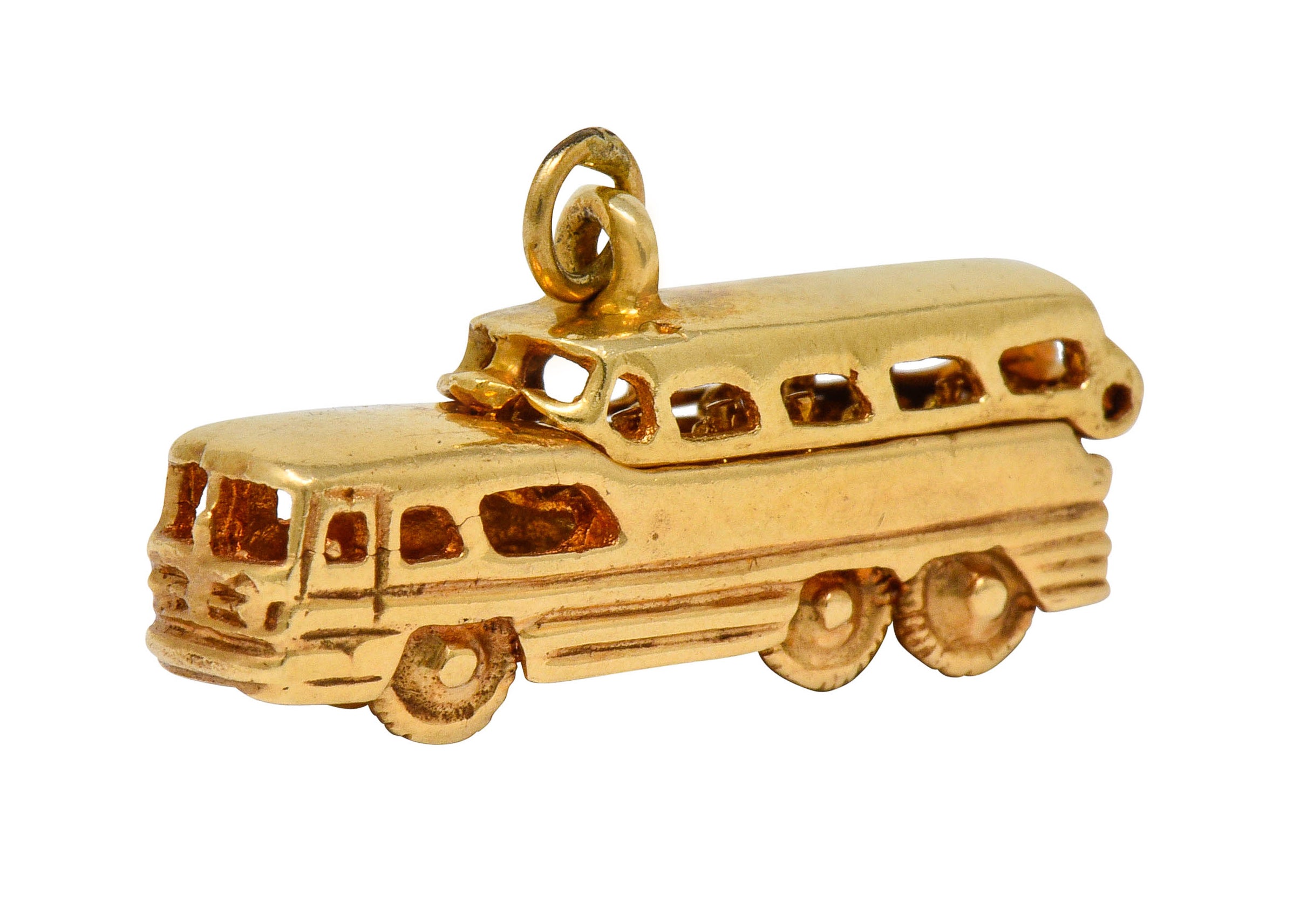 .11111 *1950's Mid-Century Articulated 14 Karat Gold Scenicruiser Greyhound Bus Charm - Wilson's Estate Jewelry