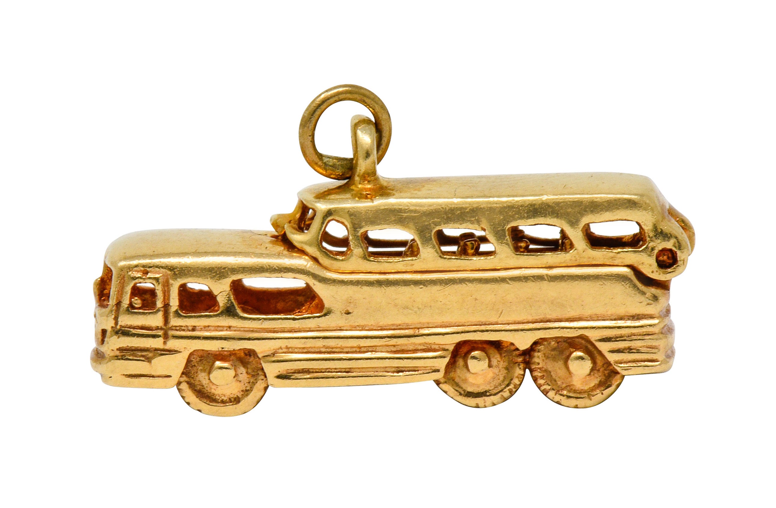 .11111 *1950's Mid-Century Articulated 14 Karat Gold Scenicruiser Greyhound Bus Charm - Wilson's Estate Jewelry