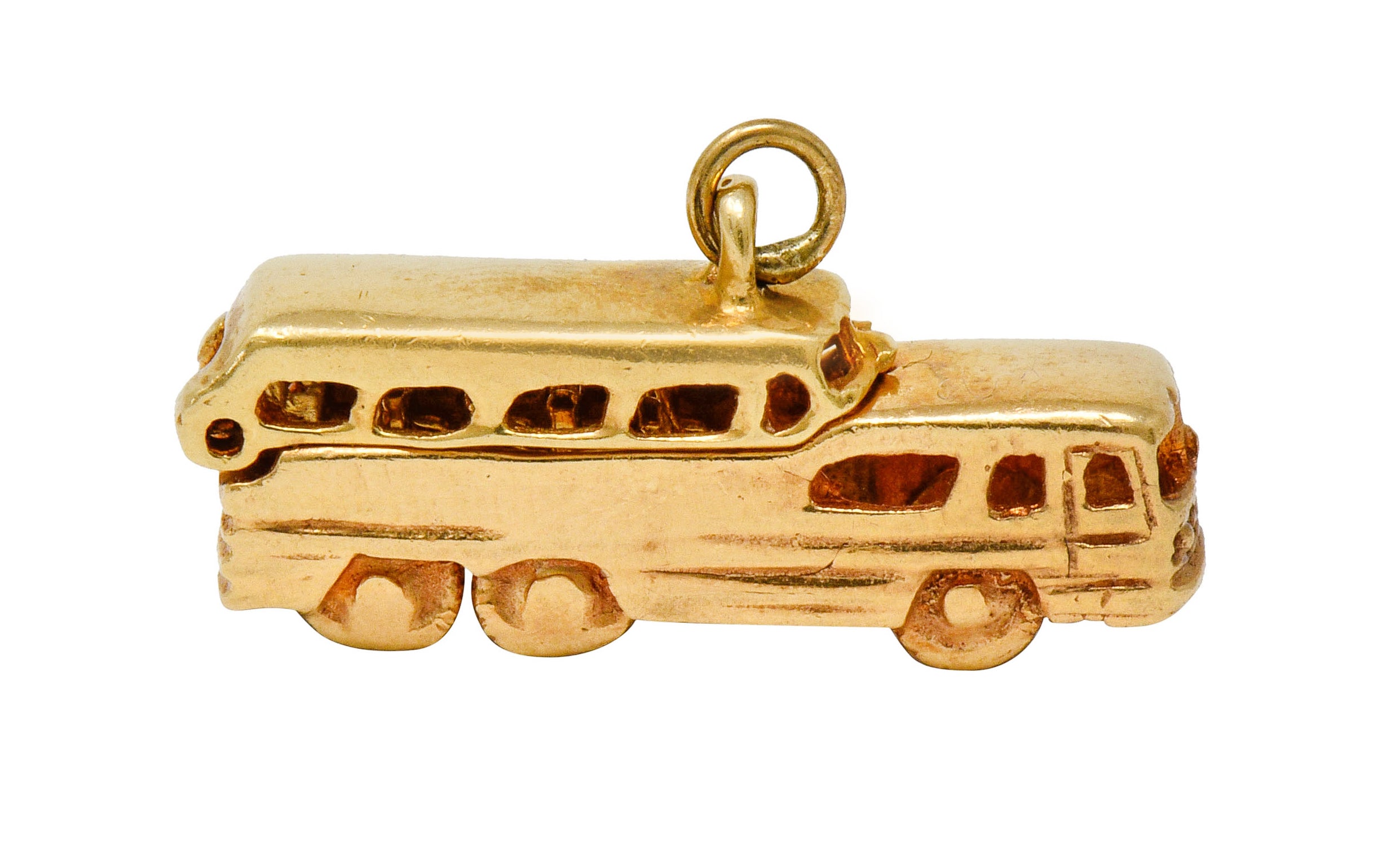 .11111 *1950's Mid-Century Articulated 14 Karat Gold Scenicruiser Greyhound Bus Charm - Wilson's Estate Jewelry