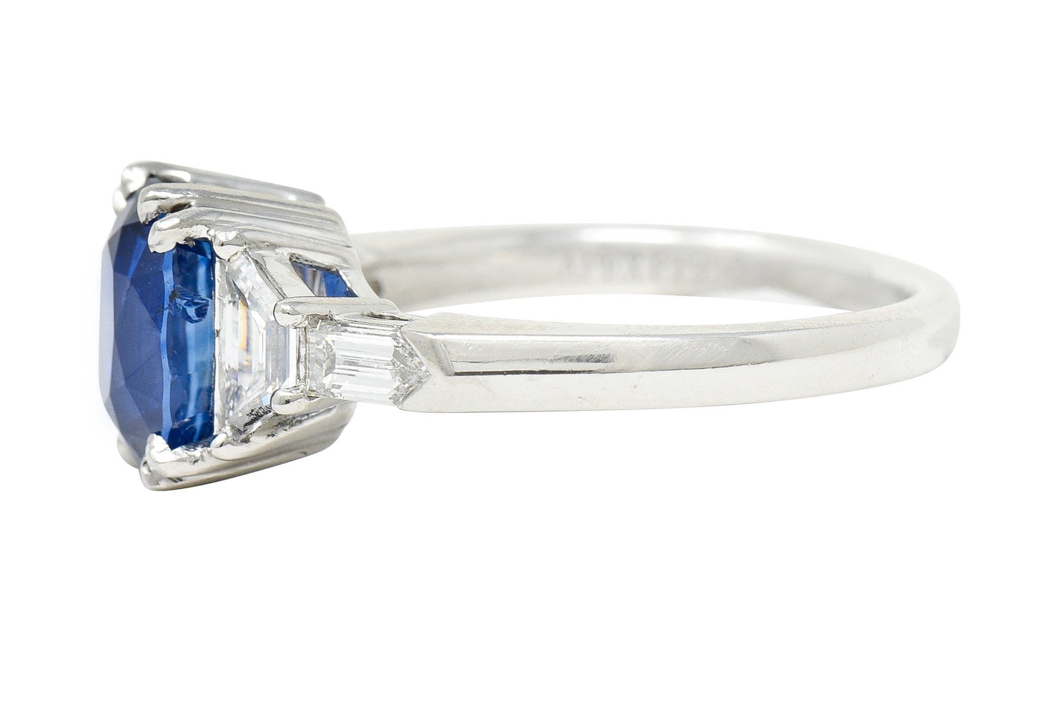 Contemporary 3.98 CTW Diamond Sapphire Platinum Gemstone RingRing - Wilson's Estate Jewelry