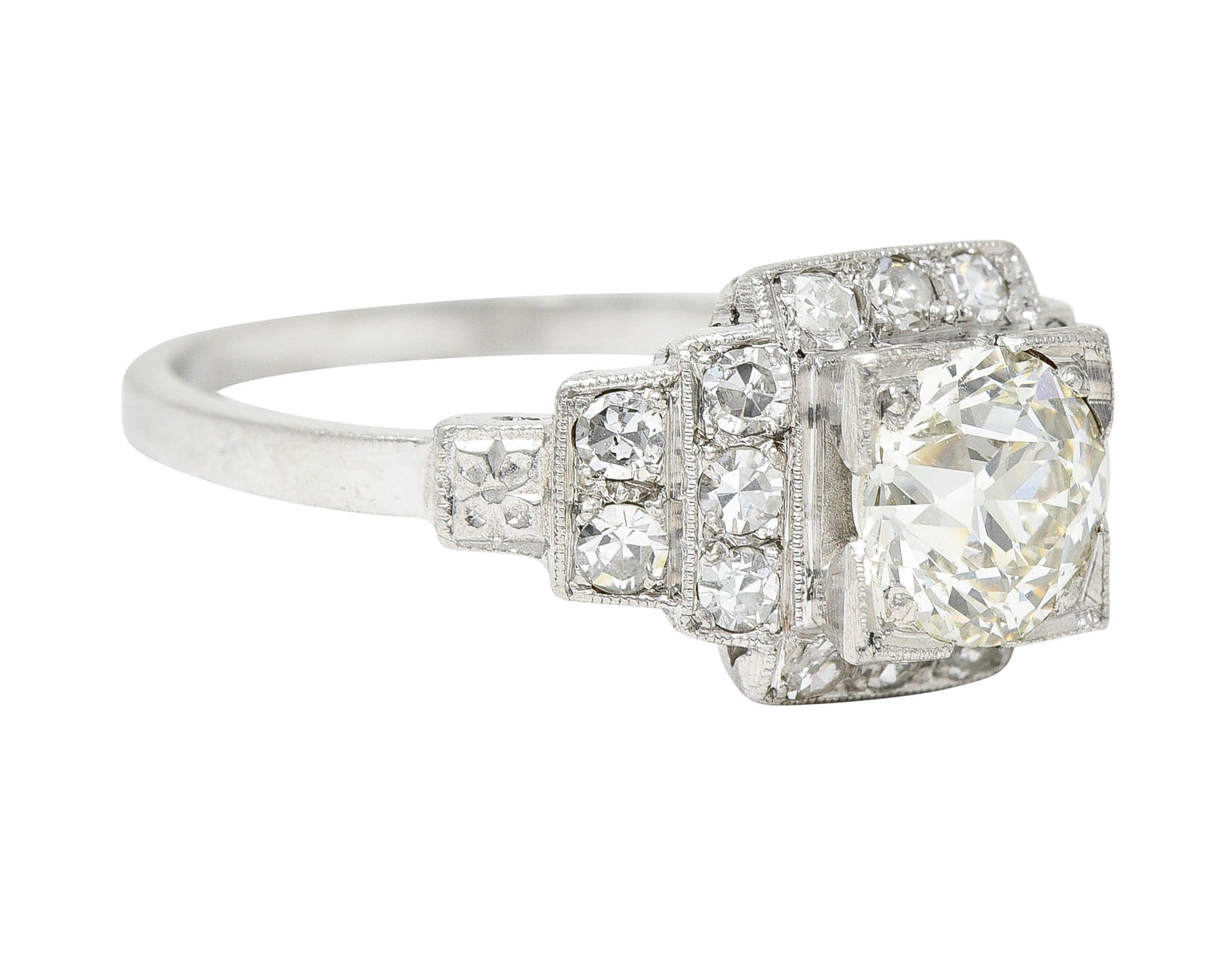 Art Deco 1.62 CTW Diamond Platinum Stepped Engagement RingRing - Wilson's Estate Jewelry