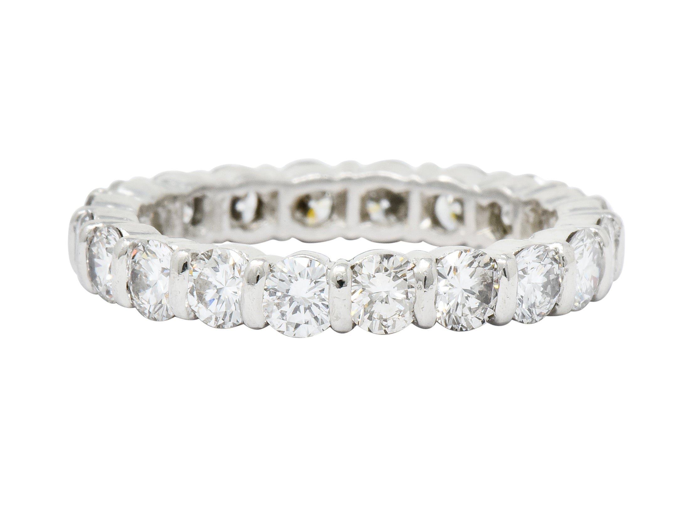 Tiffany & Co. Vintage 2.20 CTW Diamond Platinum Eternity Stacking Band Ring - Wilson's Estate Jewelry