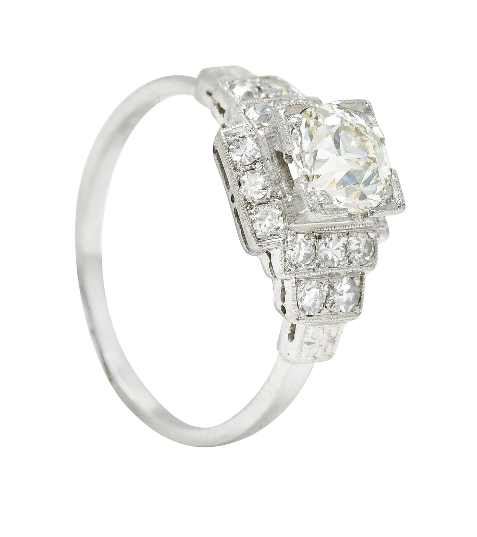 Art Deco 1.62 CTW Diamond Platinum Stepped Engagement RingRing - Wilson's Estate Jewelry