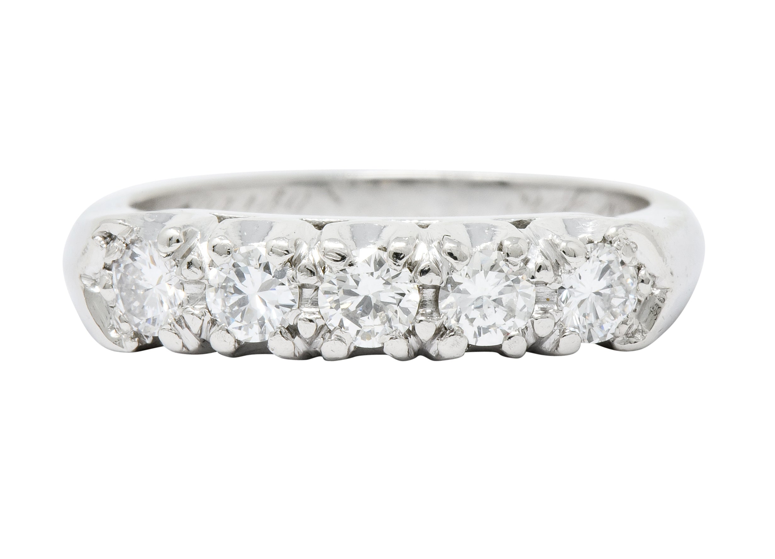 1950's Mid-Century 0.70 CTW Diamond Platinum Five Stone Band Ring - Wilson's Estate Jewelry