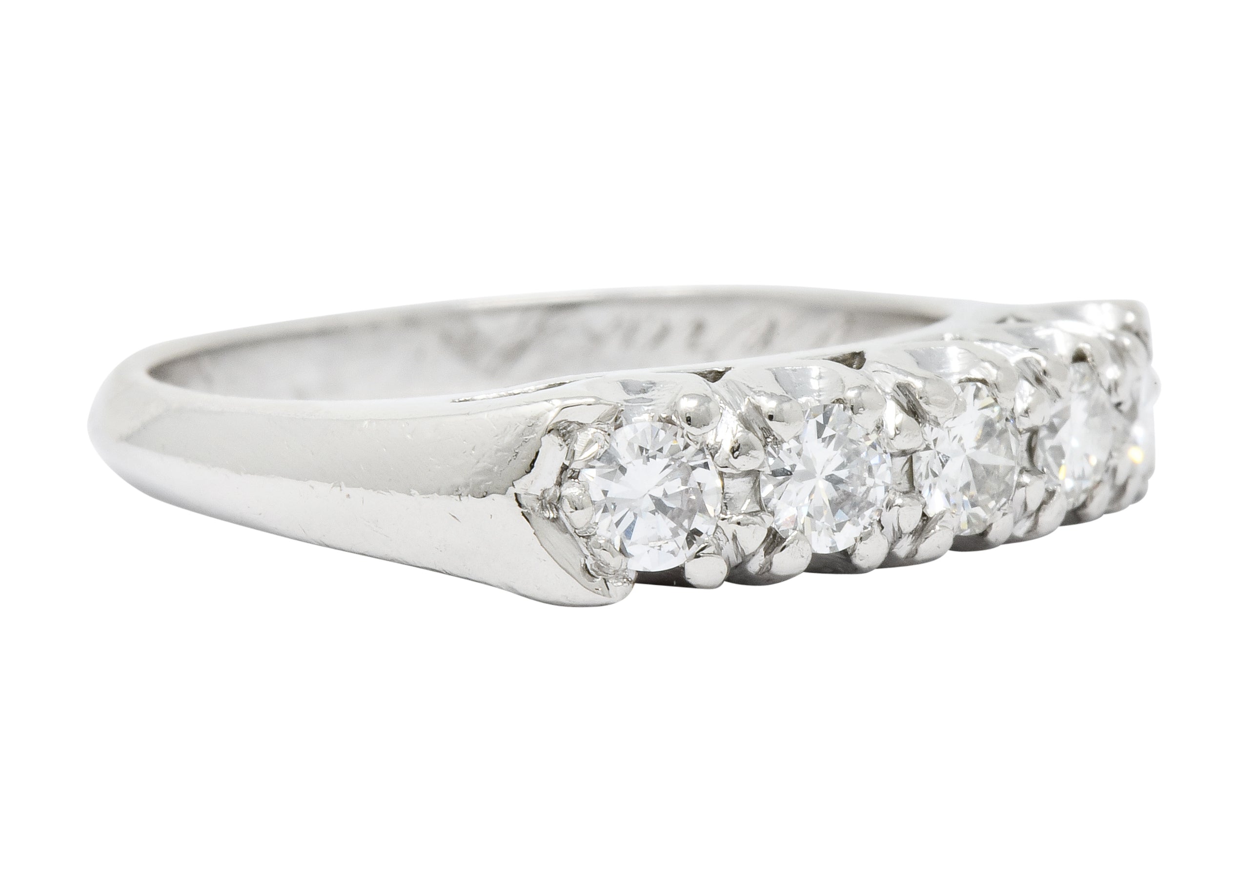 1950's Mid-Century 0.70 CTW Diamond Platinum Five Stone Band Ring - Wilson's Estate Jewelry