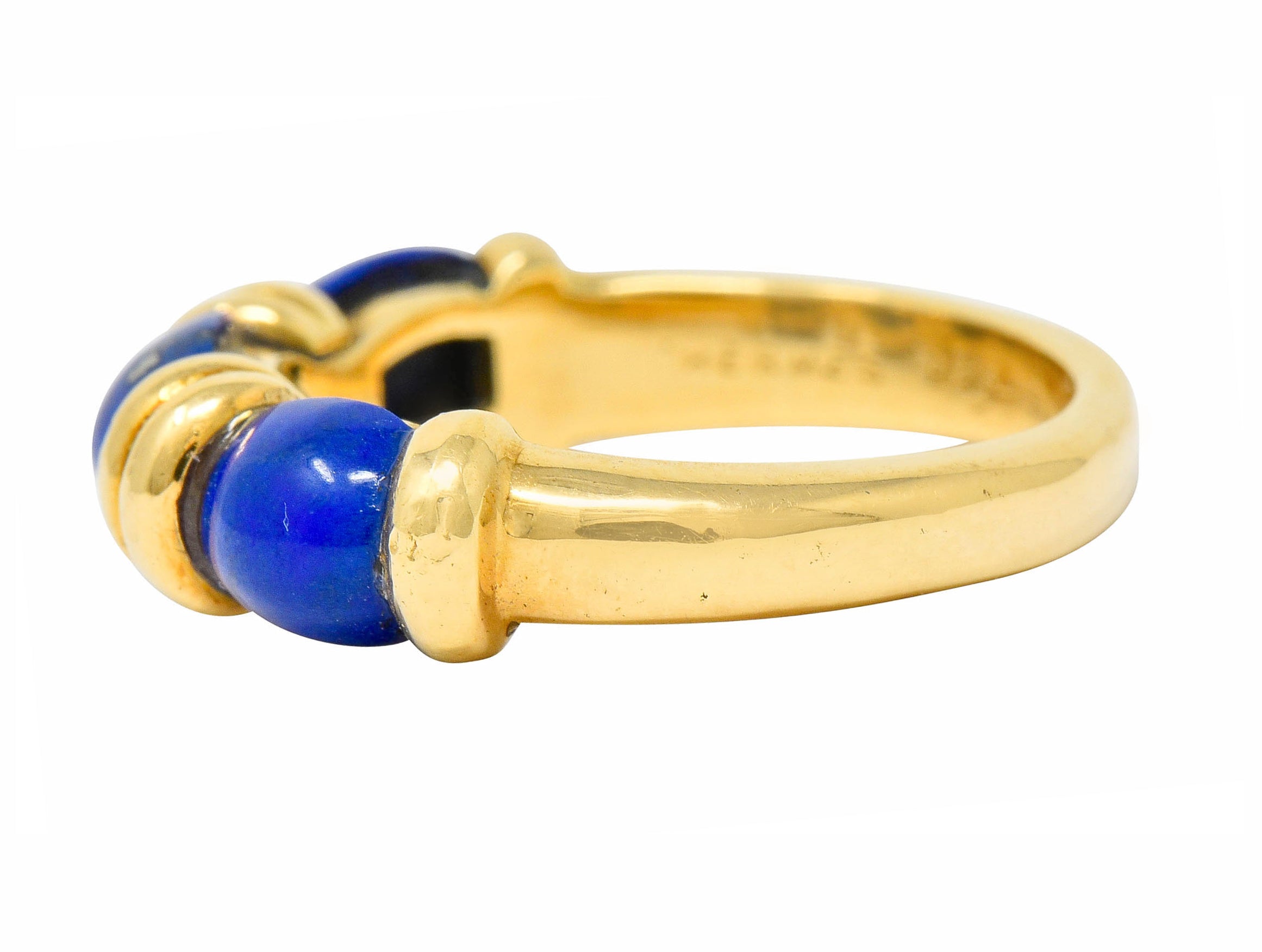 Hermes Paris Contemporary Lapis 18 Karat Gold Stacking Band RingRing - Wilson's Estate Jewelry