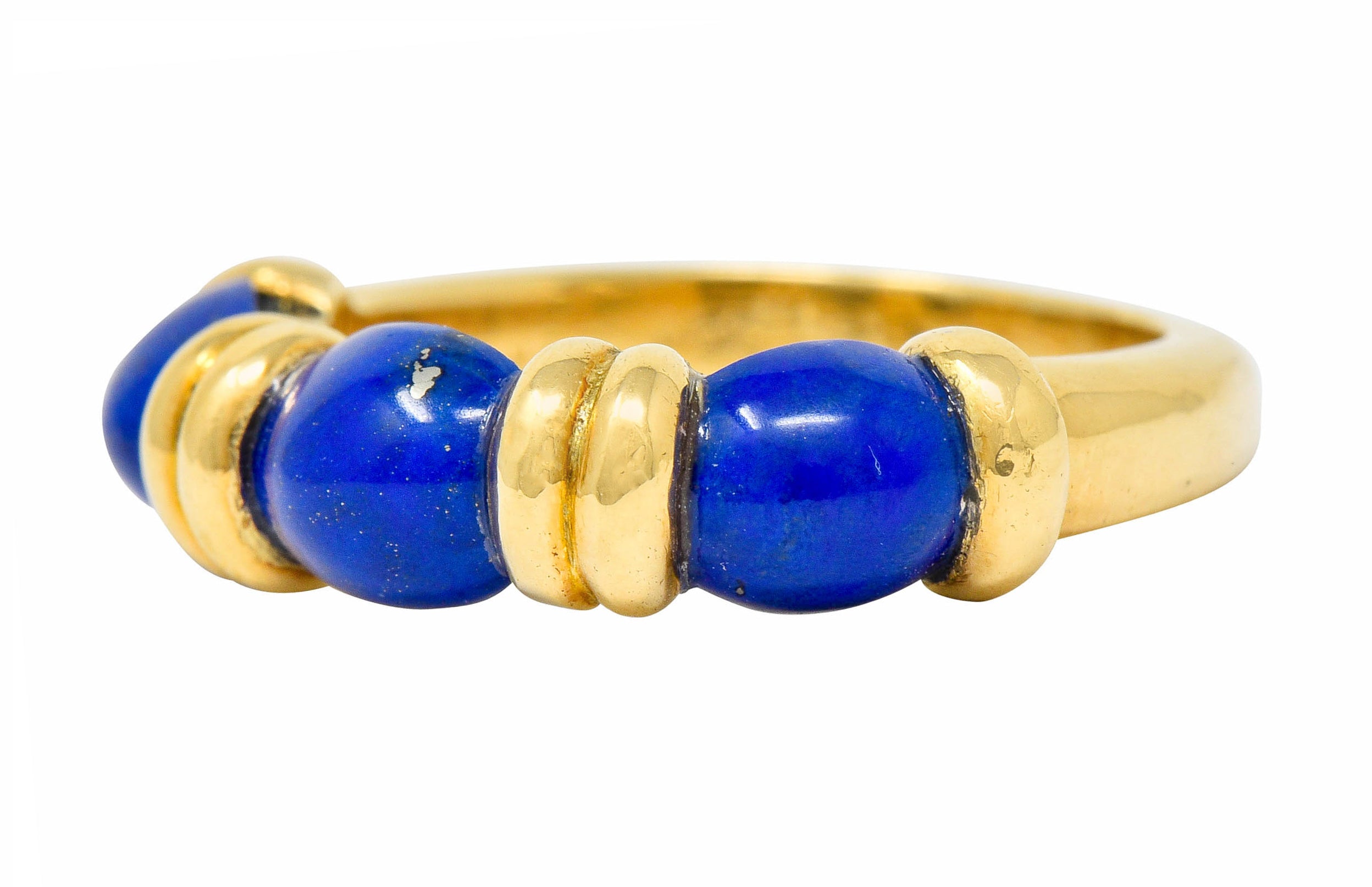 Hermes Paris Contemporary Lapis 18 Karat Gold Stacking Band RingRing - Wilson's Estate Jewelry