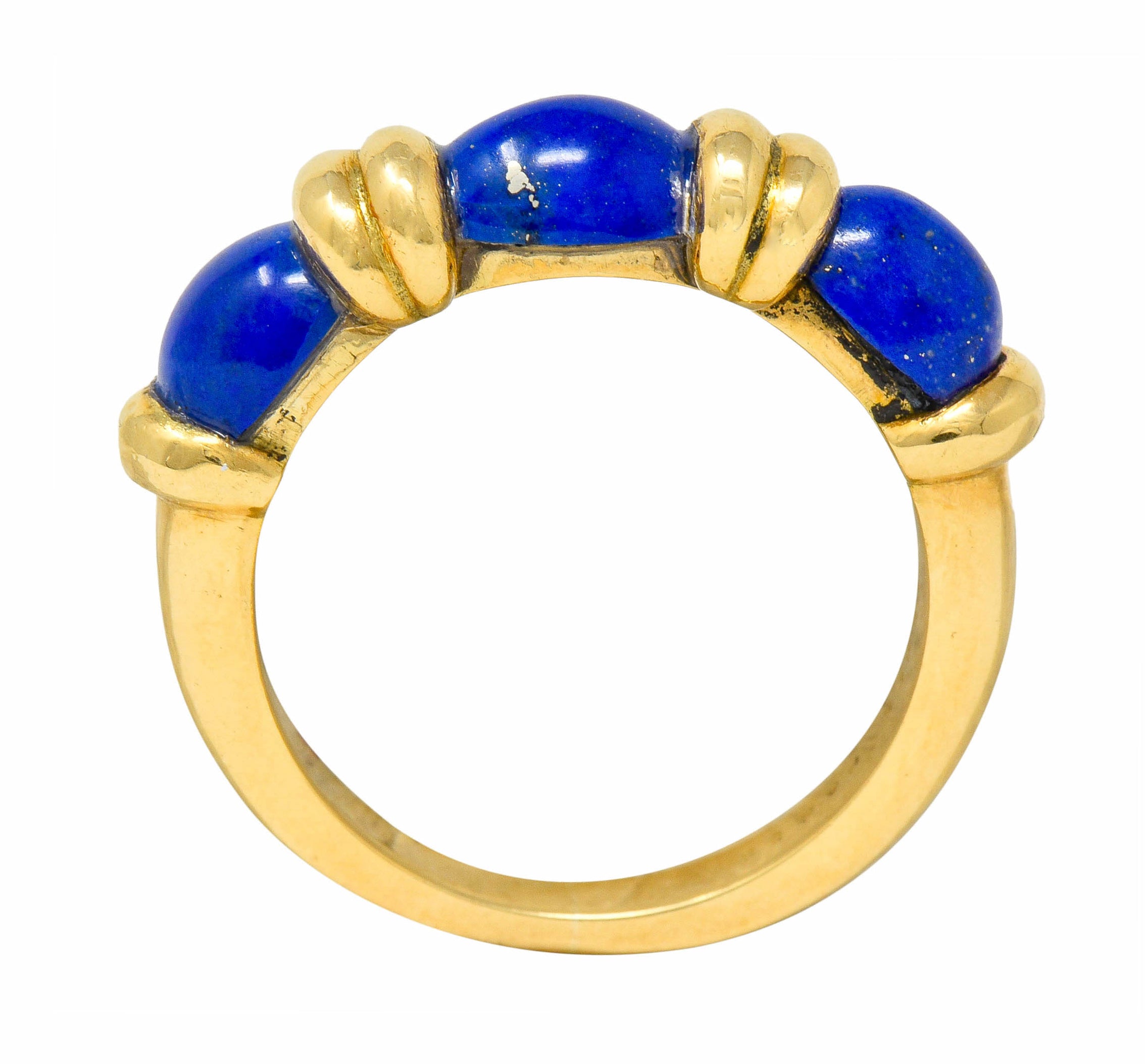 Hermes Paris Contemporary Lapis 18 Karat Gold Stacking Band RingRing - Wilson's Estate Jewelry