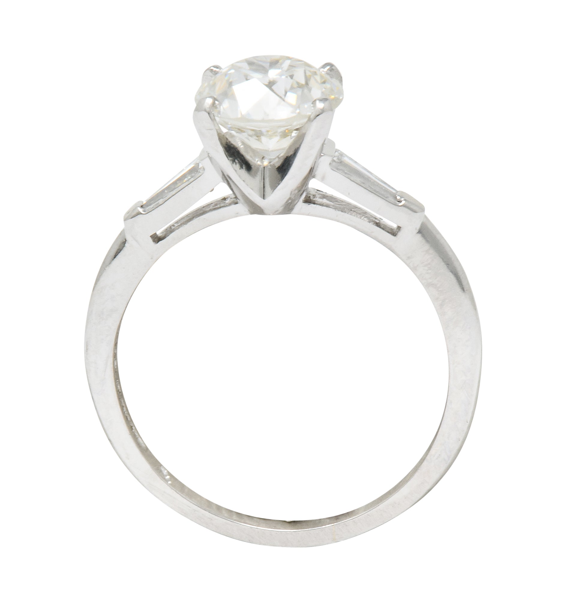 Mid-Century 1.95 CTW Diamond Platinum Engagement Ring GIA Circa 1950 - Wilson's Estate Jewelry