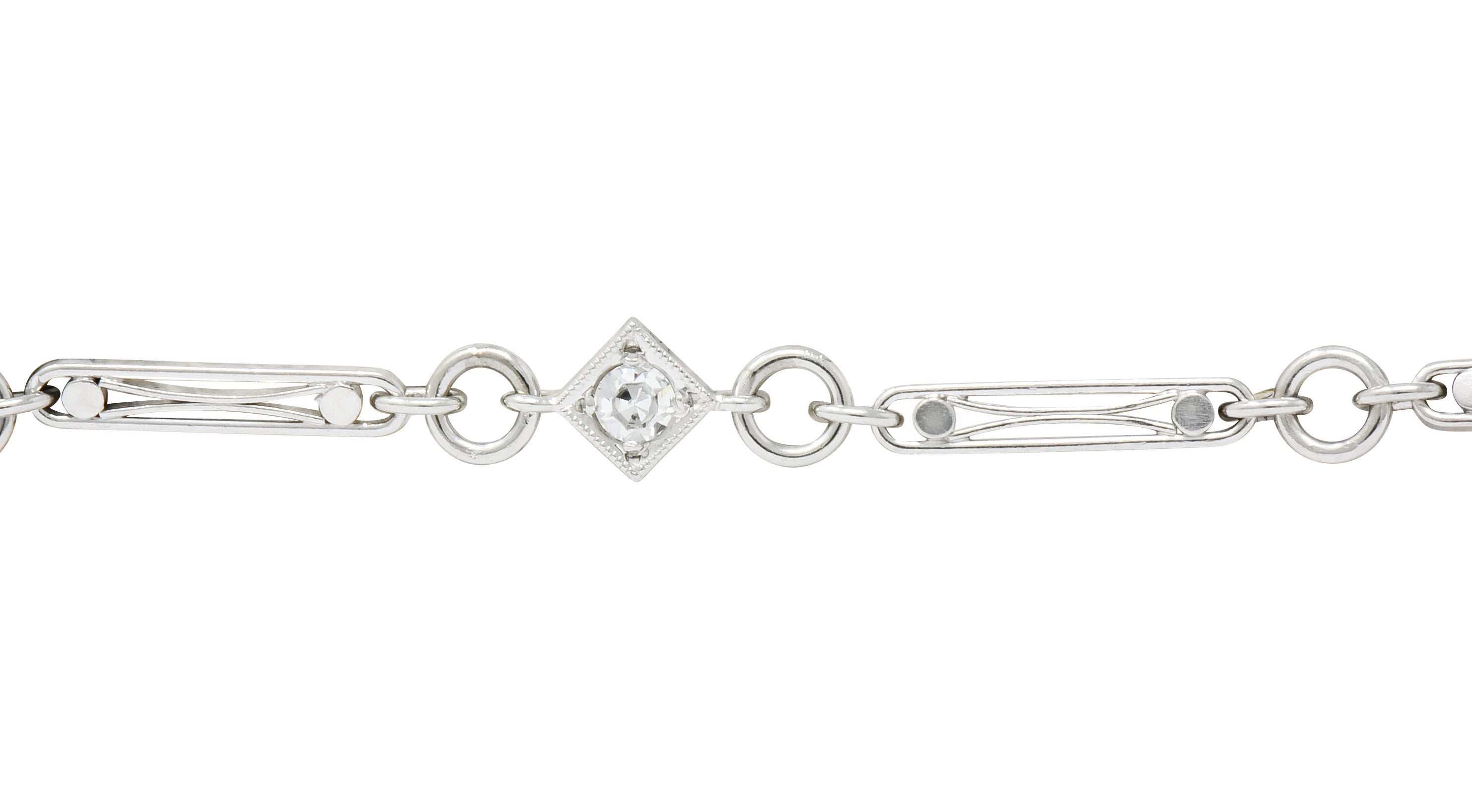 Edwardian Old European Cut Diamond Platinum Link Bracelet Circa 1915 - Wilson's Estate Jewelry