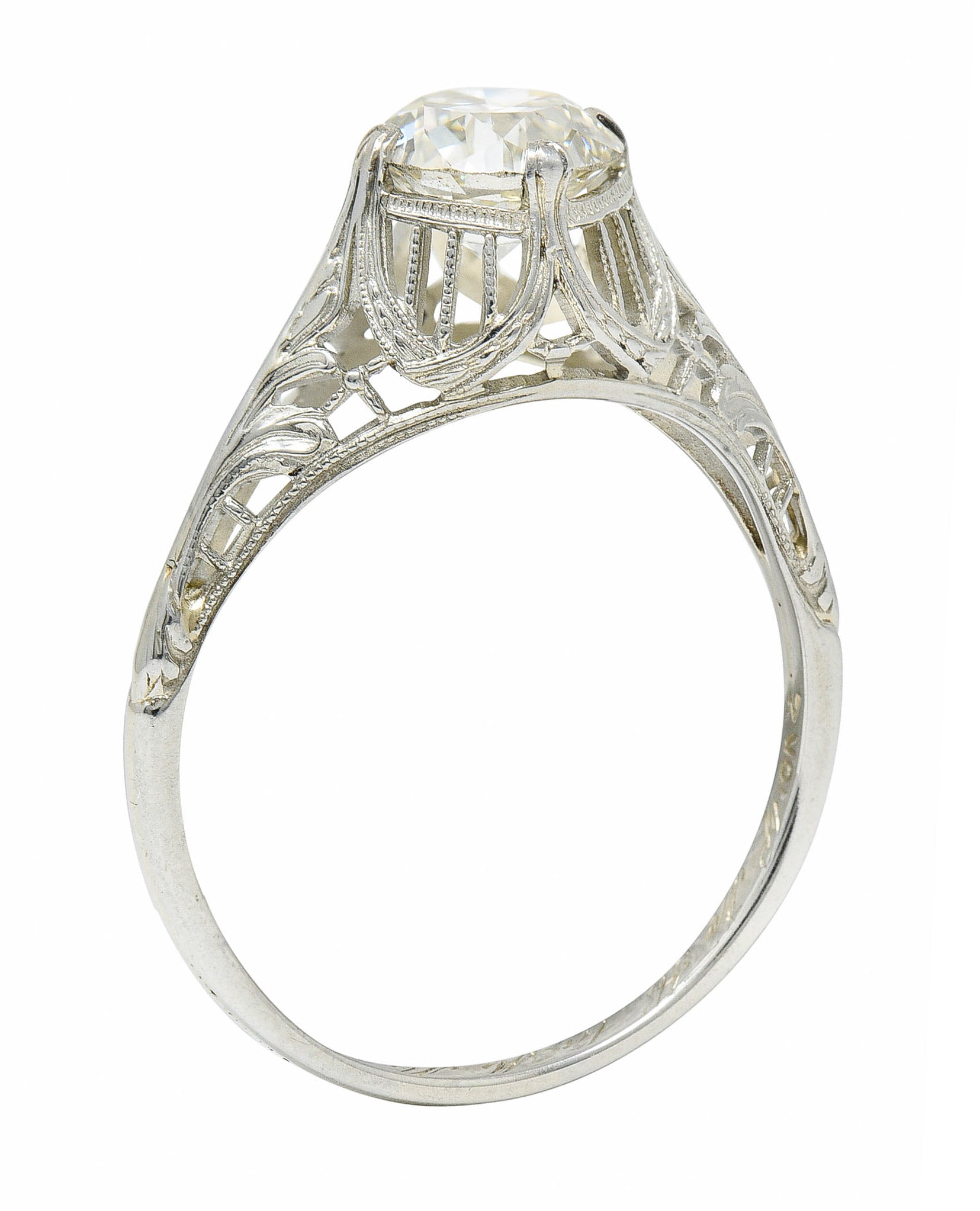 J.R. Wood & Sons Art Deco 1.21 CTW Diamond 18 Karat White Gold Engagement RingRing - Wilson's Estate Jewelry