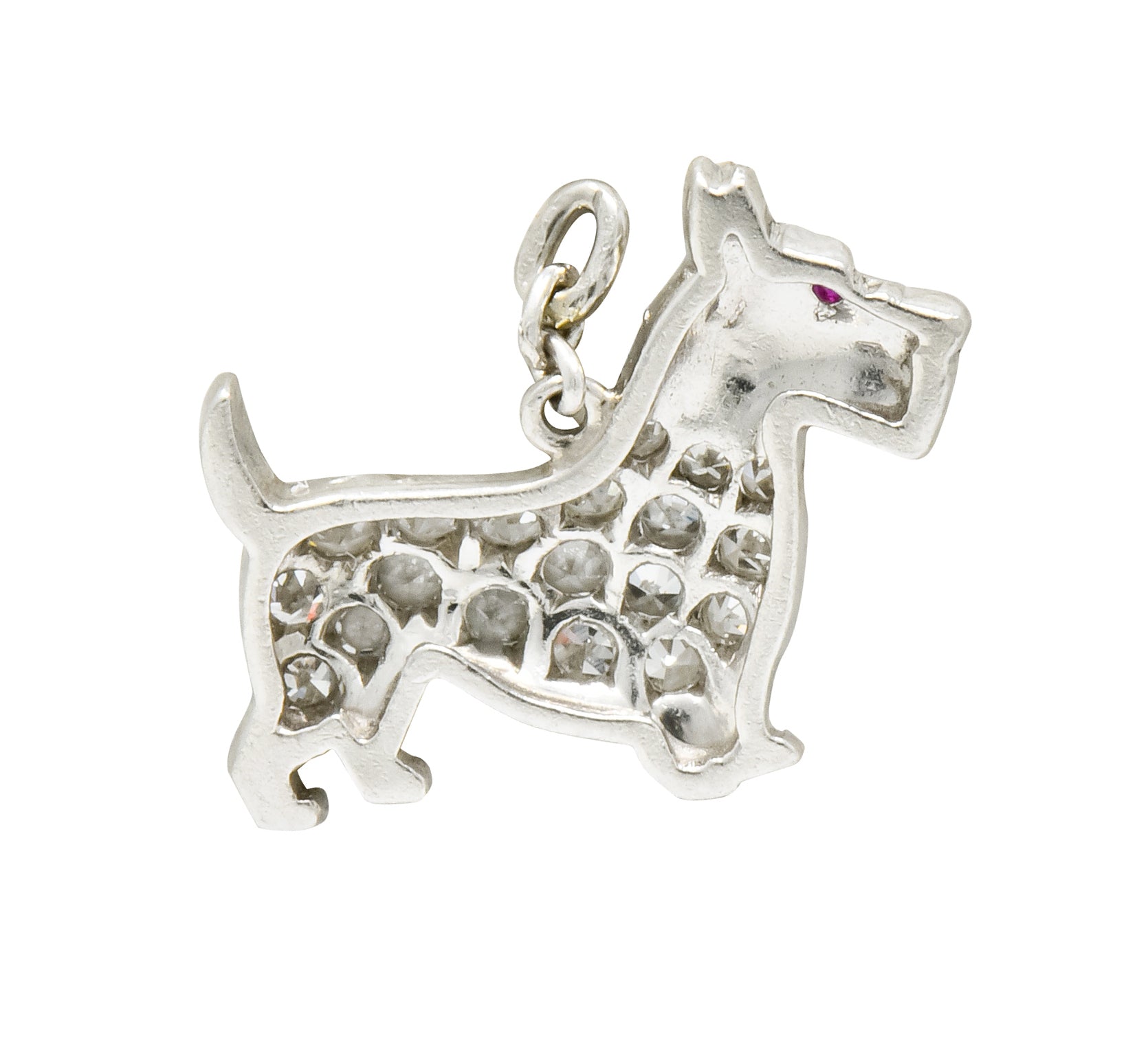 Art Deco Pavé Diamond Platinum Scottish Terrier Dog Charm - Wilson's Estate Jewelry