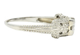 Art Deco 0.45 CTW Old European Cut Diamond 18 Karat White Gold Orange Blossom Engagement Ring Wilson's Estate Jewelry