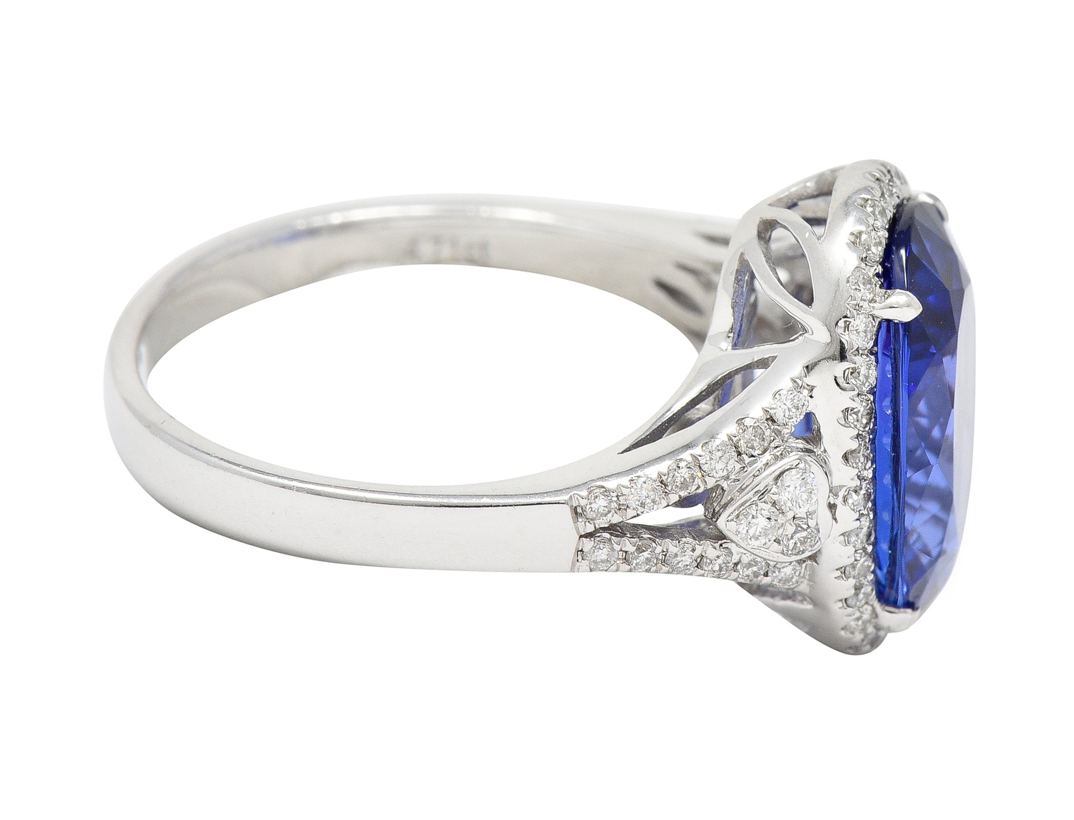 Contemporary 4.71 CTW Tanzanite Diamond 14 Karat White Gold Halo Ring