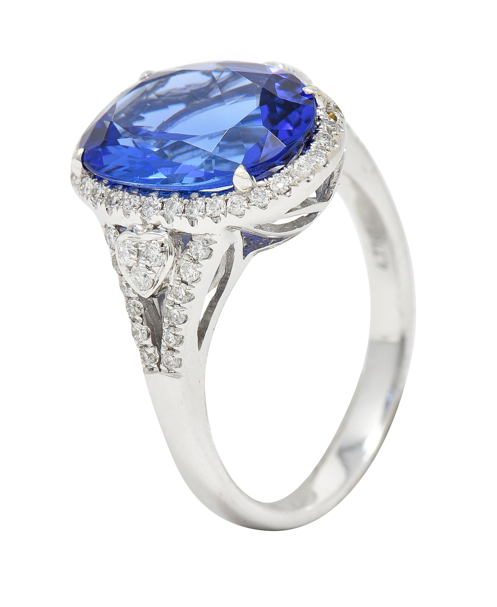 Contemporary 4.71 CTW Tanzanite Diamond 14 Karat White Gold Halo Ring