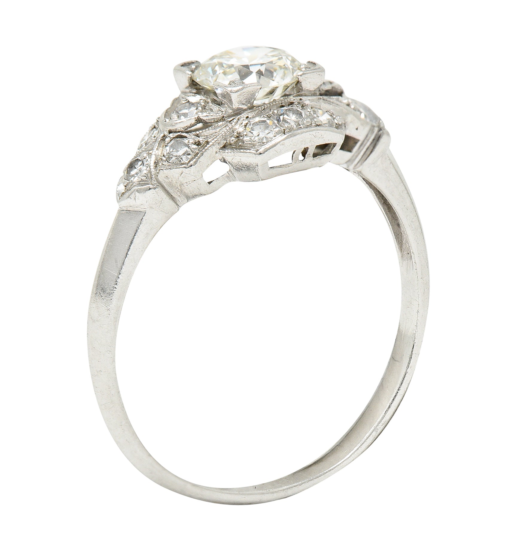 Art Deco 0.76 CTW Old European Cut Diamond Platinum Engagement Ring Wilson's Estate Jewelry