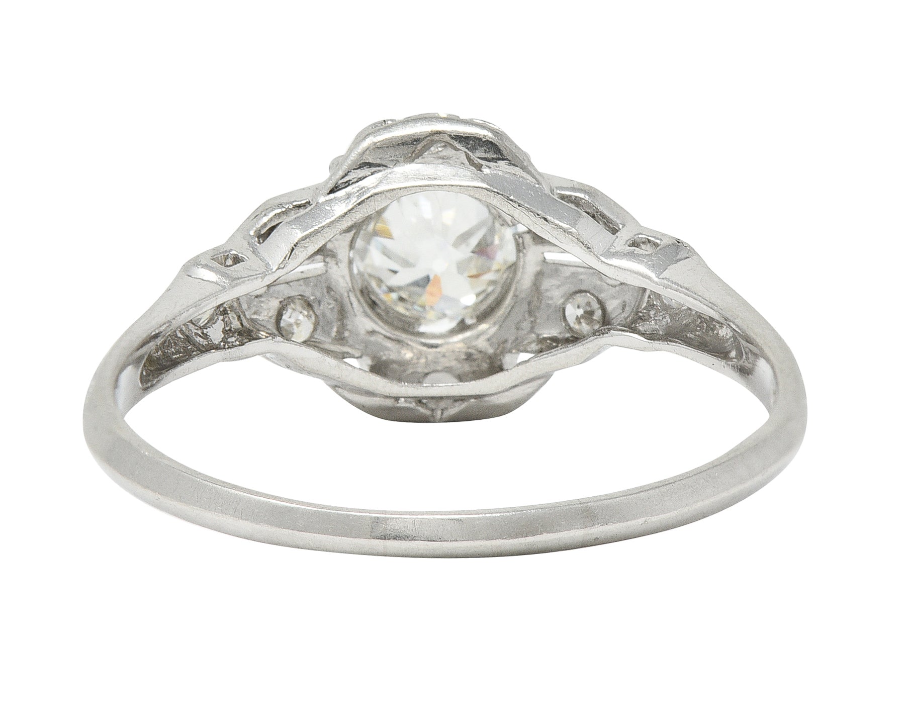 Art Deco 0.64 CTW Old European Cut Diamond Platinum Quatrefoil Engagement Ring